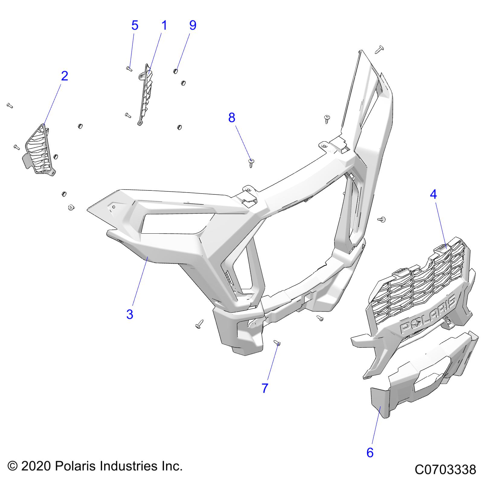 Part Number : 5454743-751 FRT PAINTED FASCIA POLARIS BLU