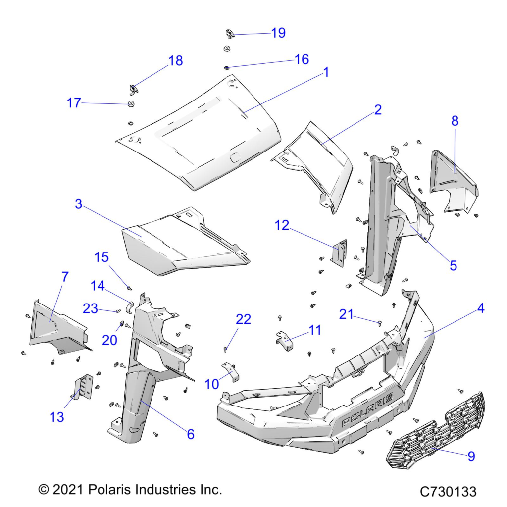 Part Number : 5458804-795 HOOD-CENTER NYLON RTR P.BLUE