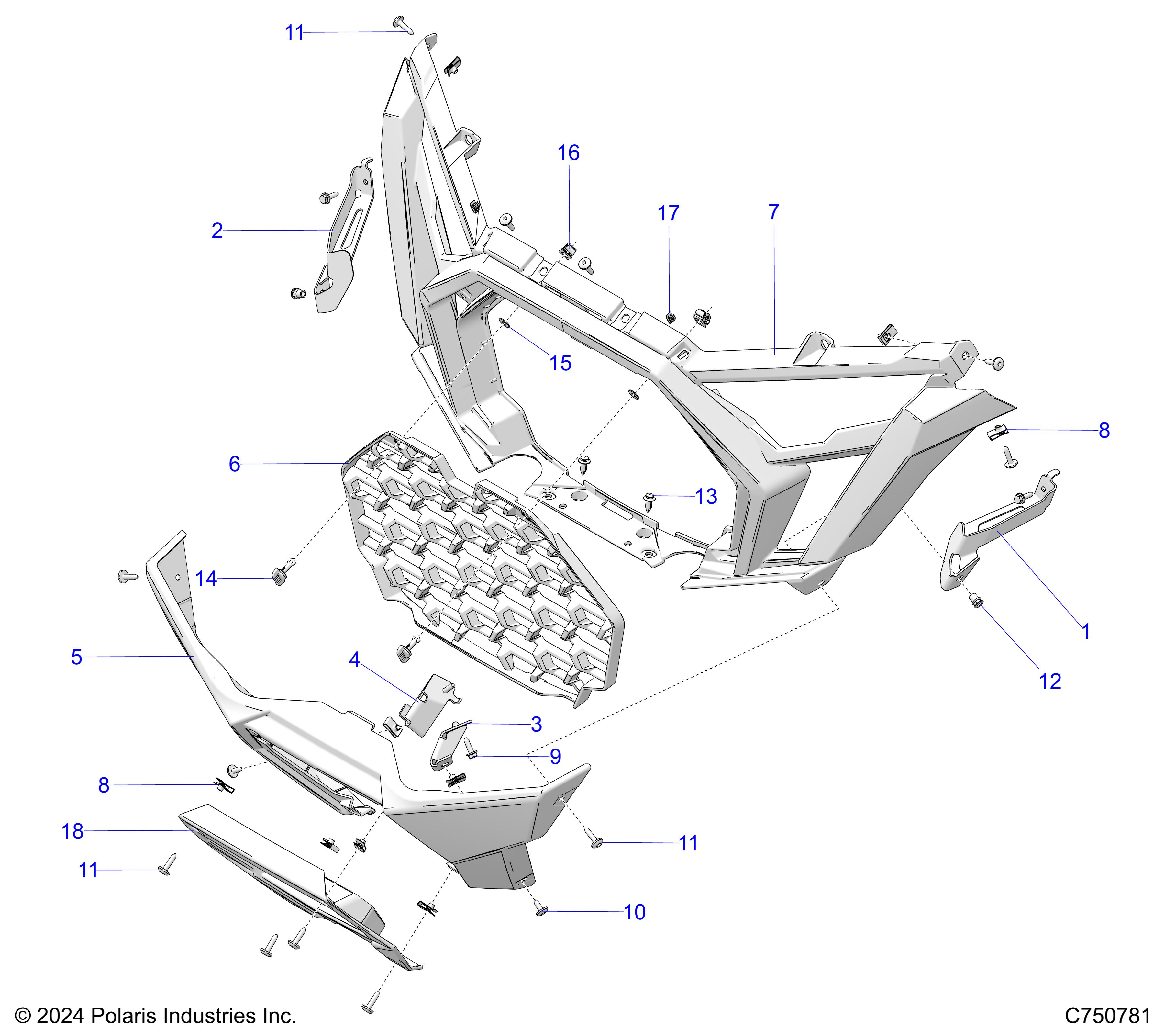 Part Number : 5459950-070 GRILL-FRONT FASCIA BLK