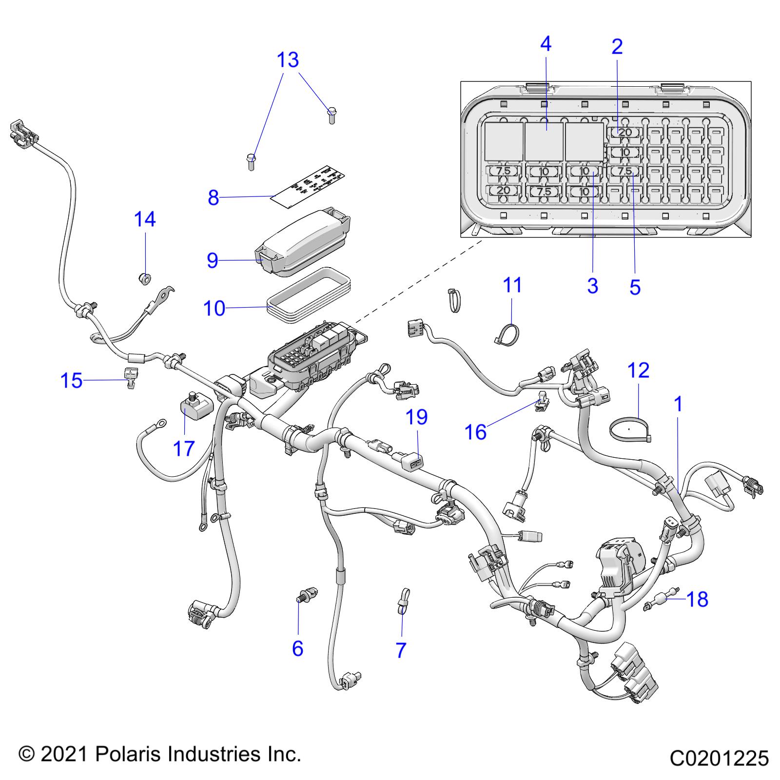 Foto diagrama Polaris que contem a peça 7080761