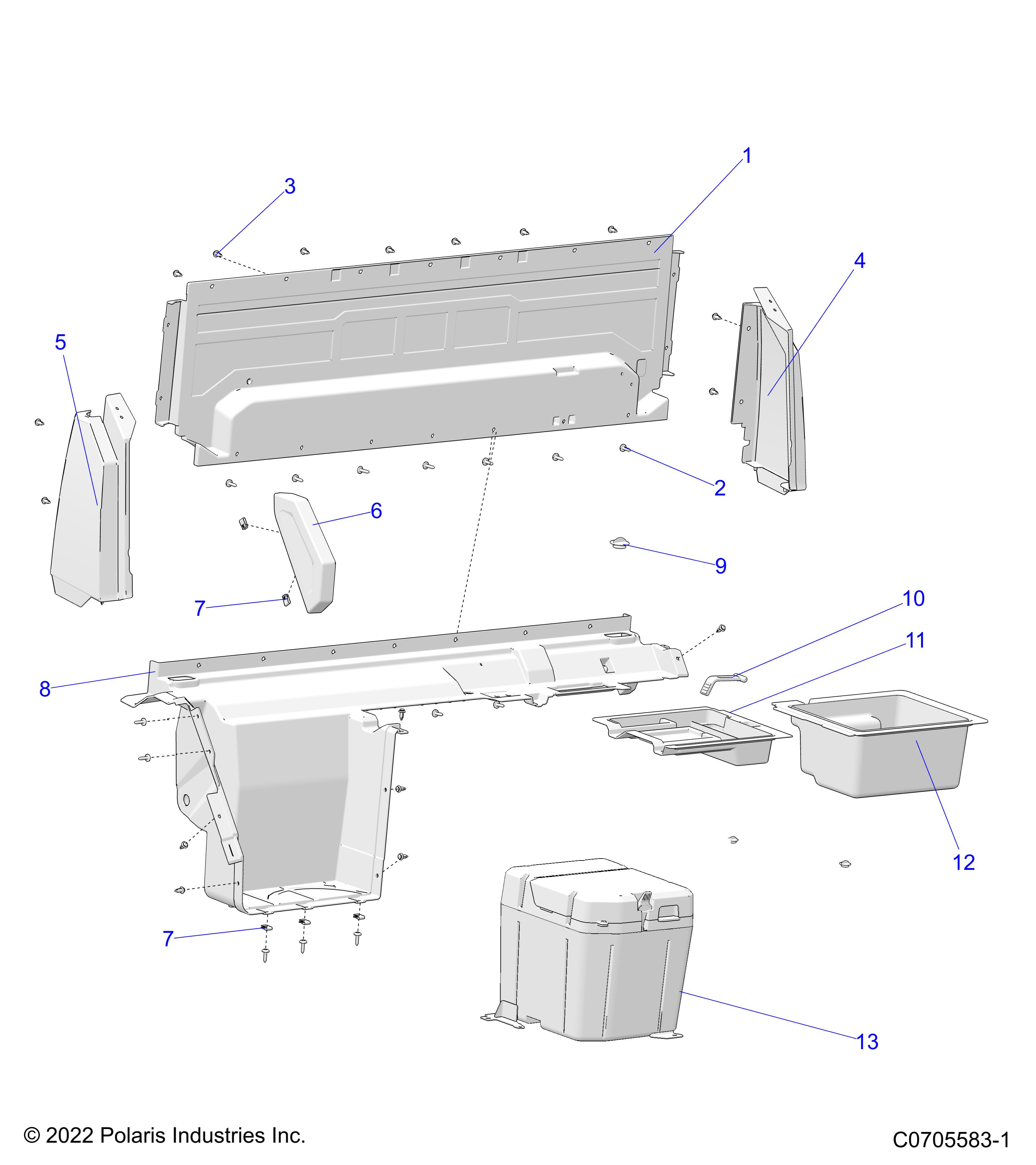 Part Number : 5459005-070 BIN-STORAGE LH BLK STANDOFFS