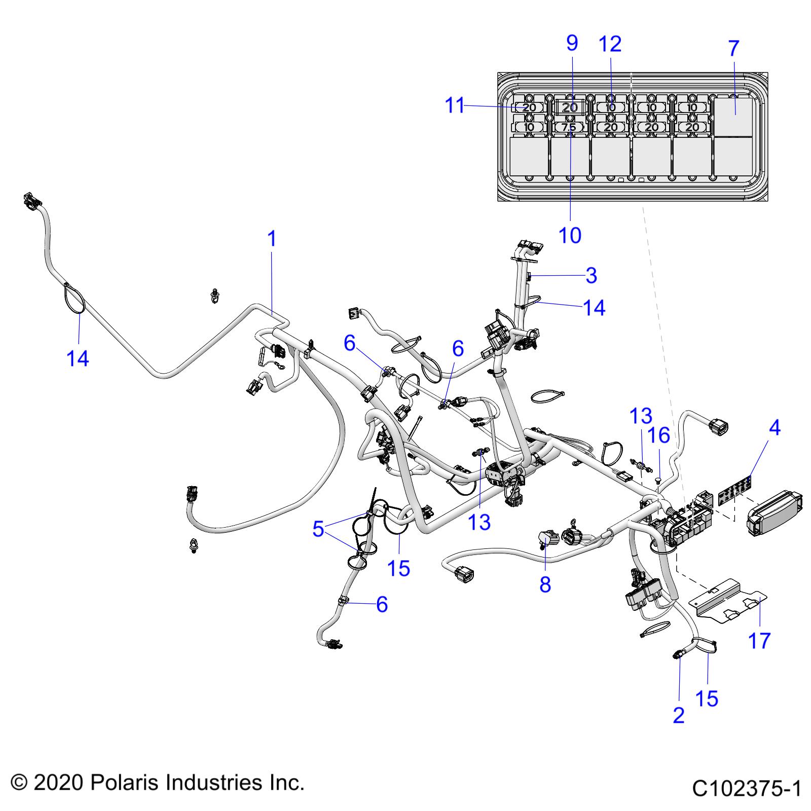 Foto diagrama Polaris que contem a peça 7670125