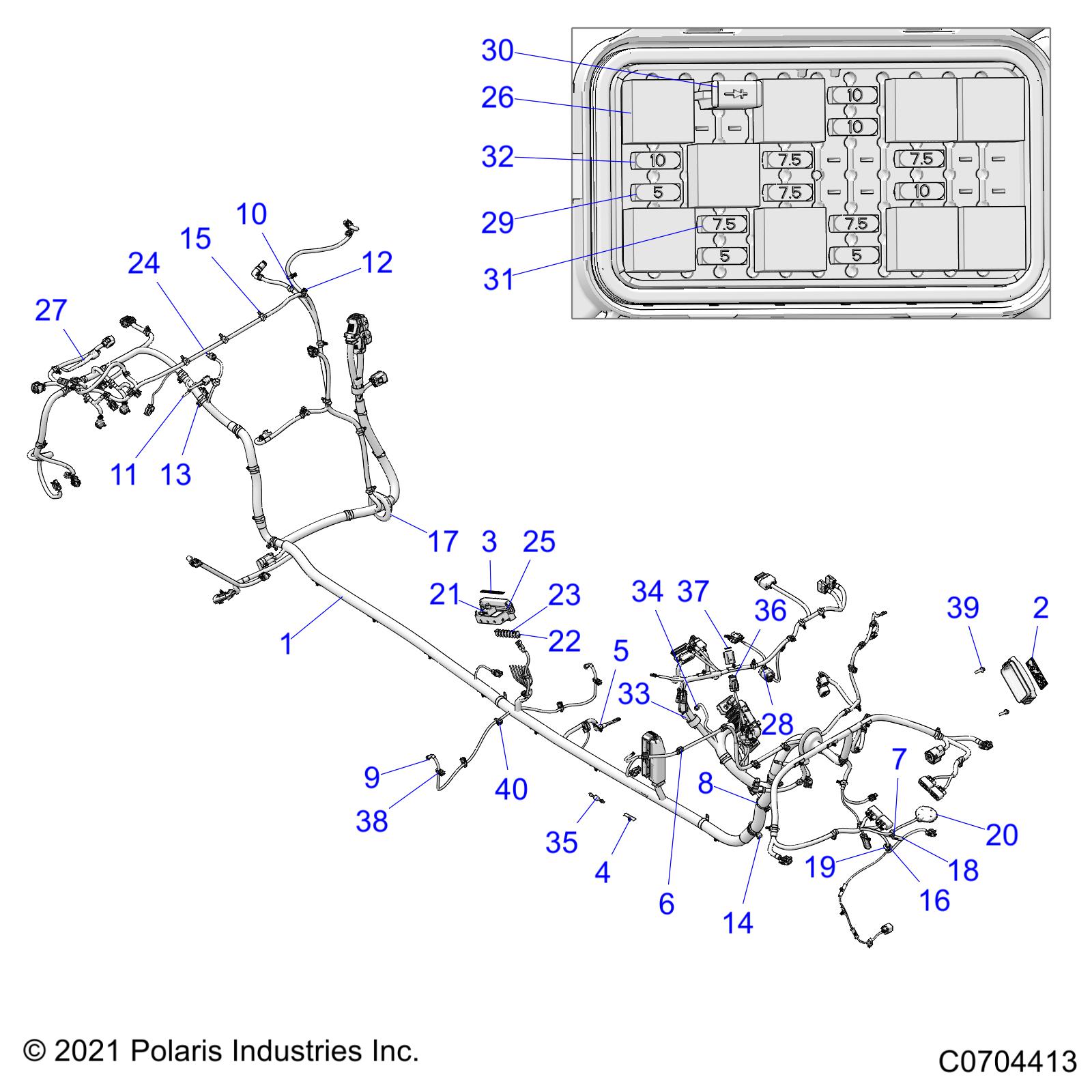 Part Number : 2415918 HARN-CHASSIS RZR T RV MP DX