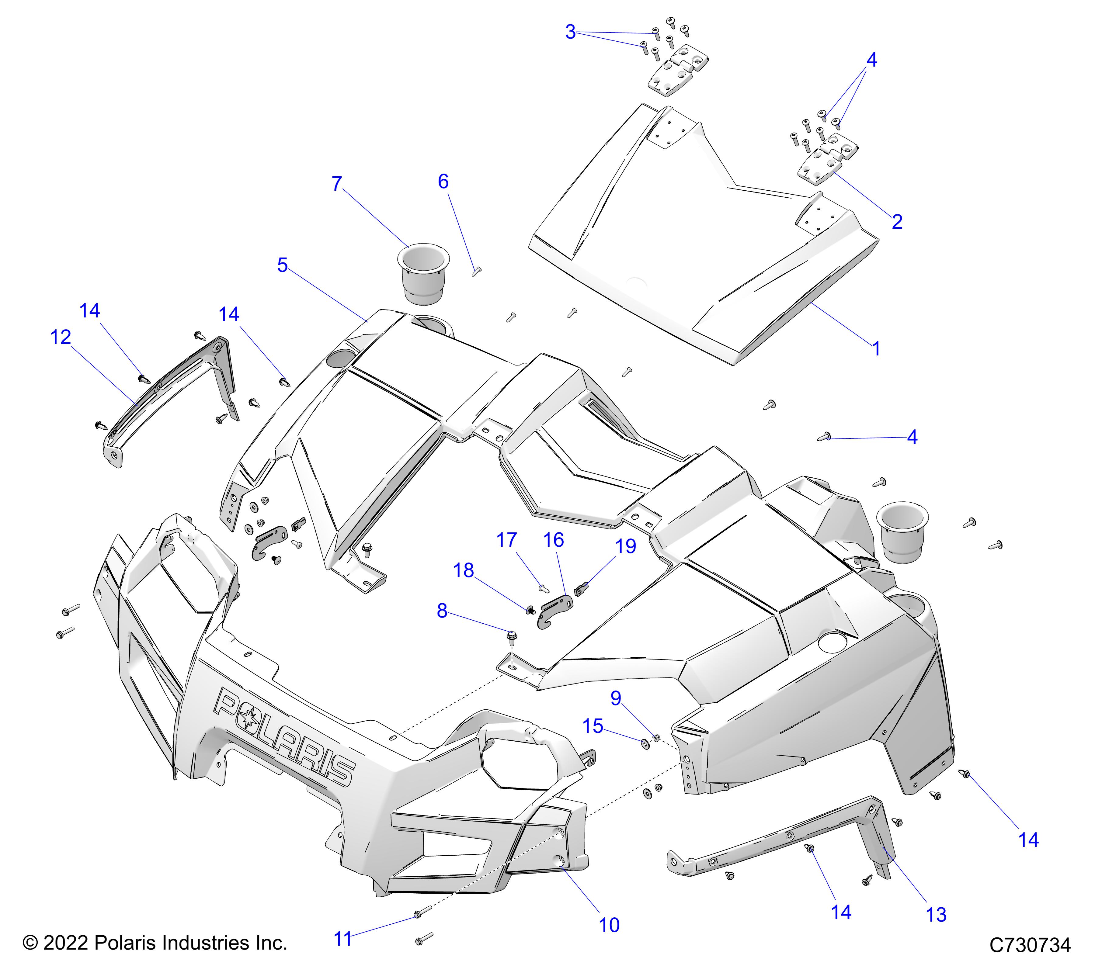 Part Number : 2207126 HOOD WITH DASH KIT  SLR RED