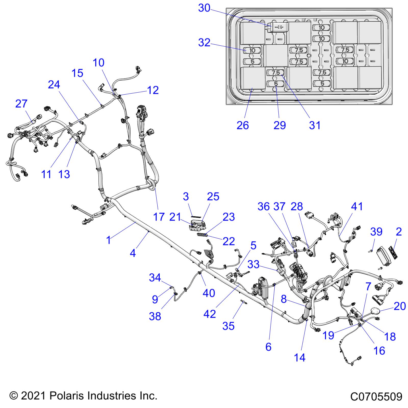 Part Number : 2416011 HARN-CHASSIS RZR T RV MP DX LE