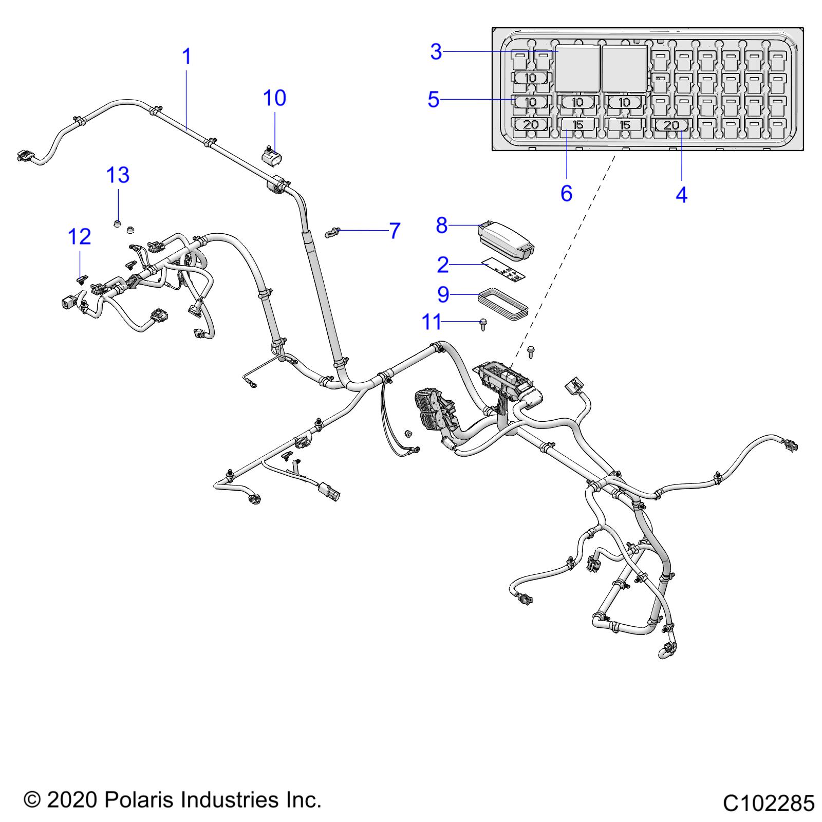 Foto diagrama Polaris que contem a peça 7082134