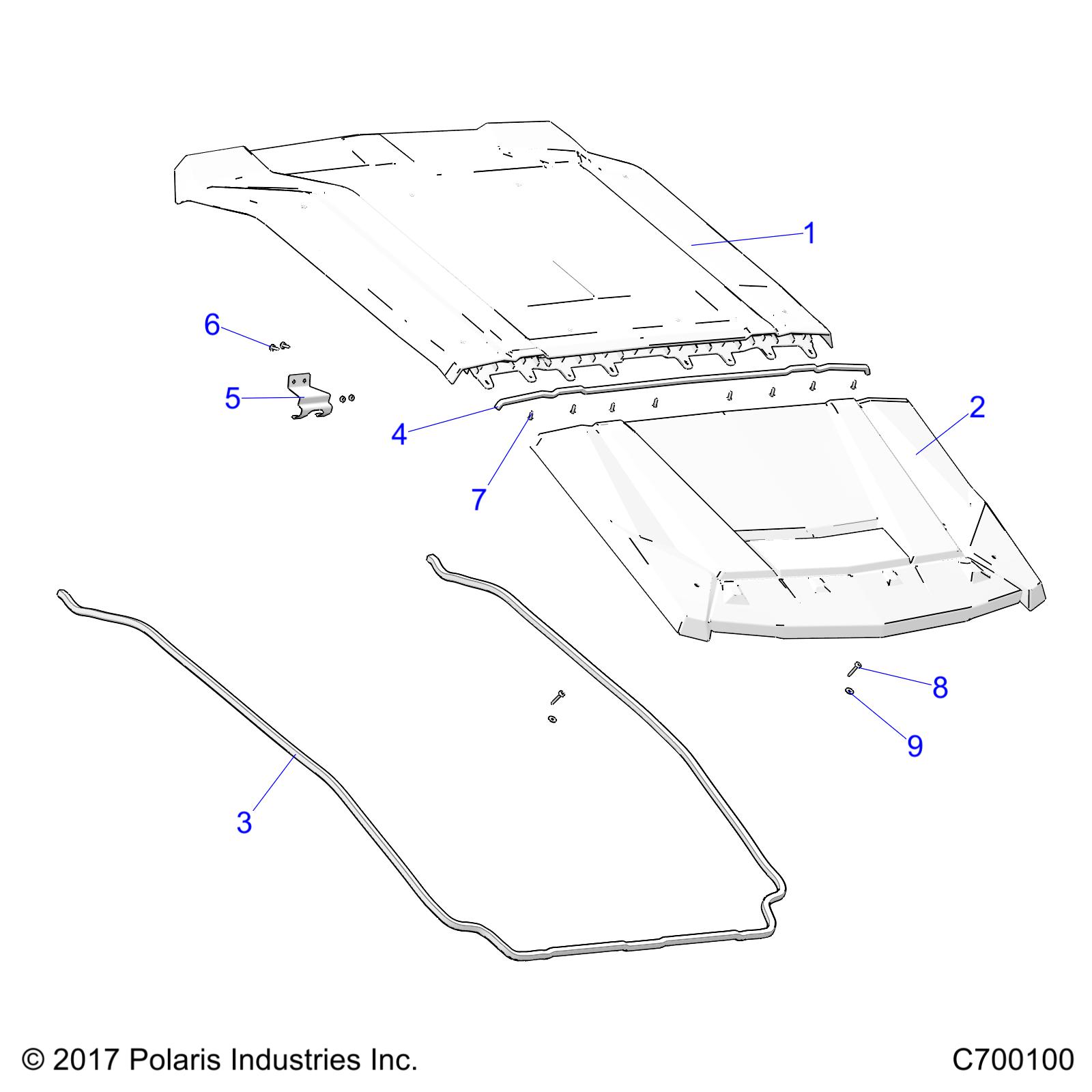 Part Number : 5453107 PANEL-ROOF POLY FRT XOVR4
