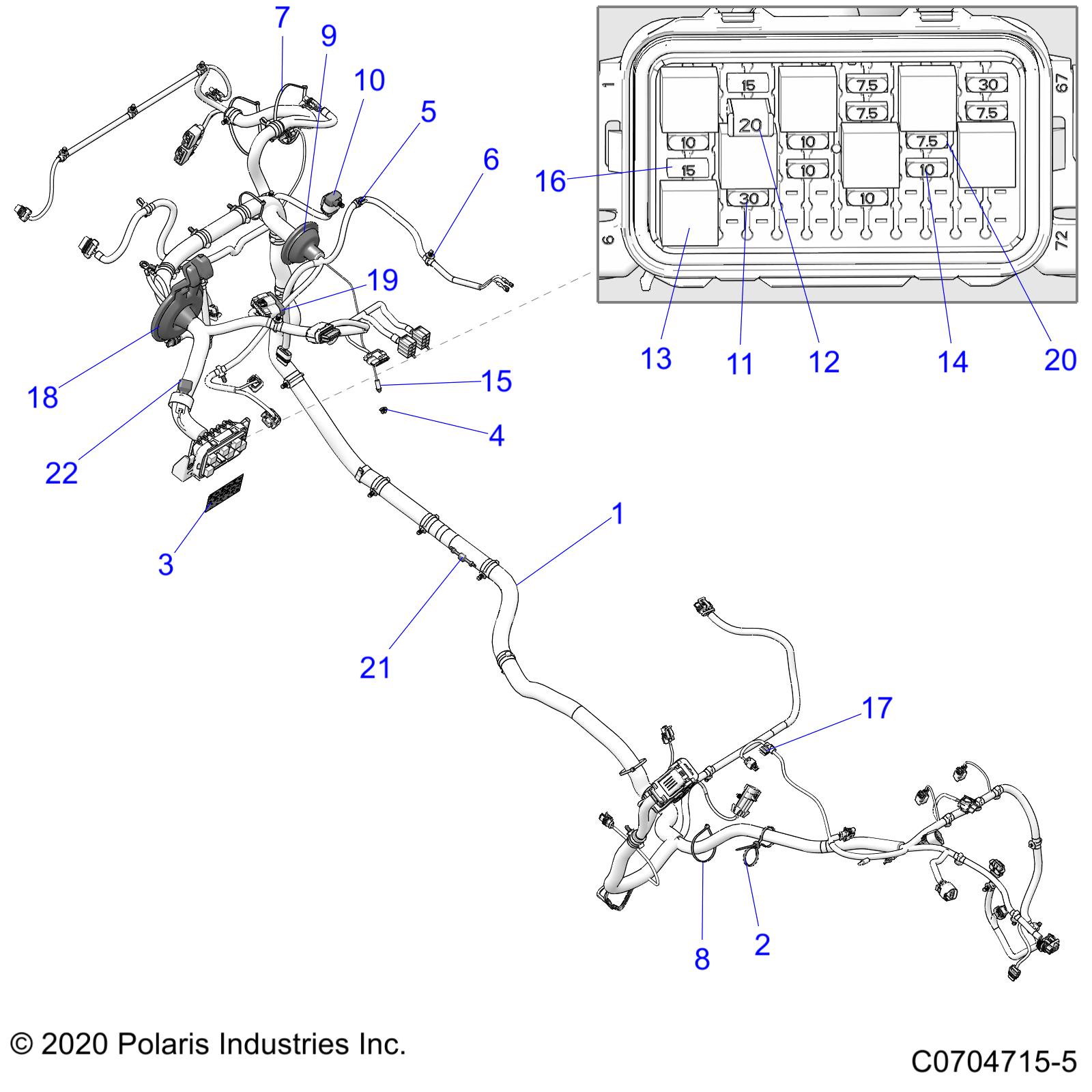 Part Number : 2415487 HARN-CHASSIS RZR1000 PR TRL