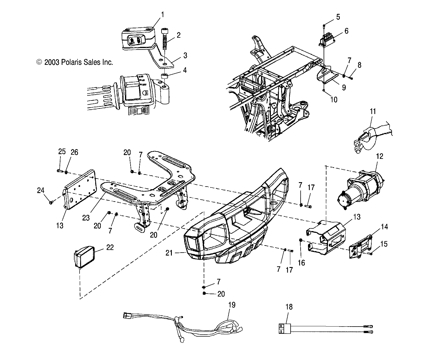 Part Number : 2202255 SWITCH-WINCH MINI ROCKER W/BRK