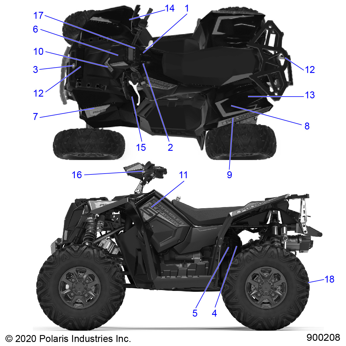 Foto diagrama Polaris que contem a peça 7182175