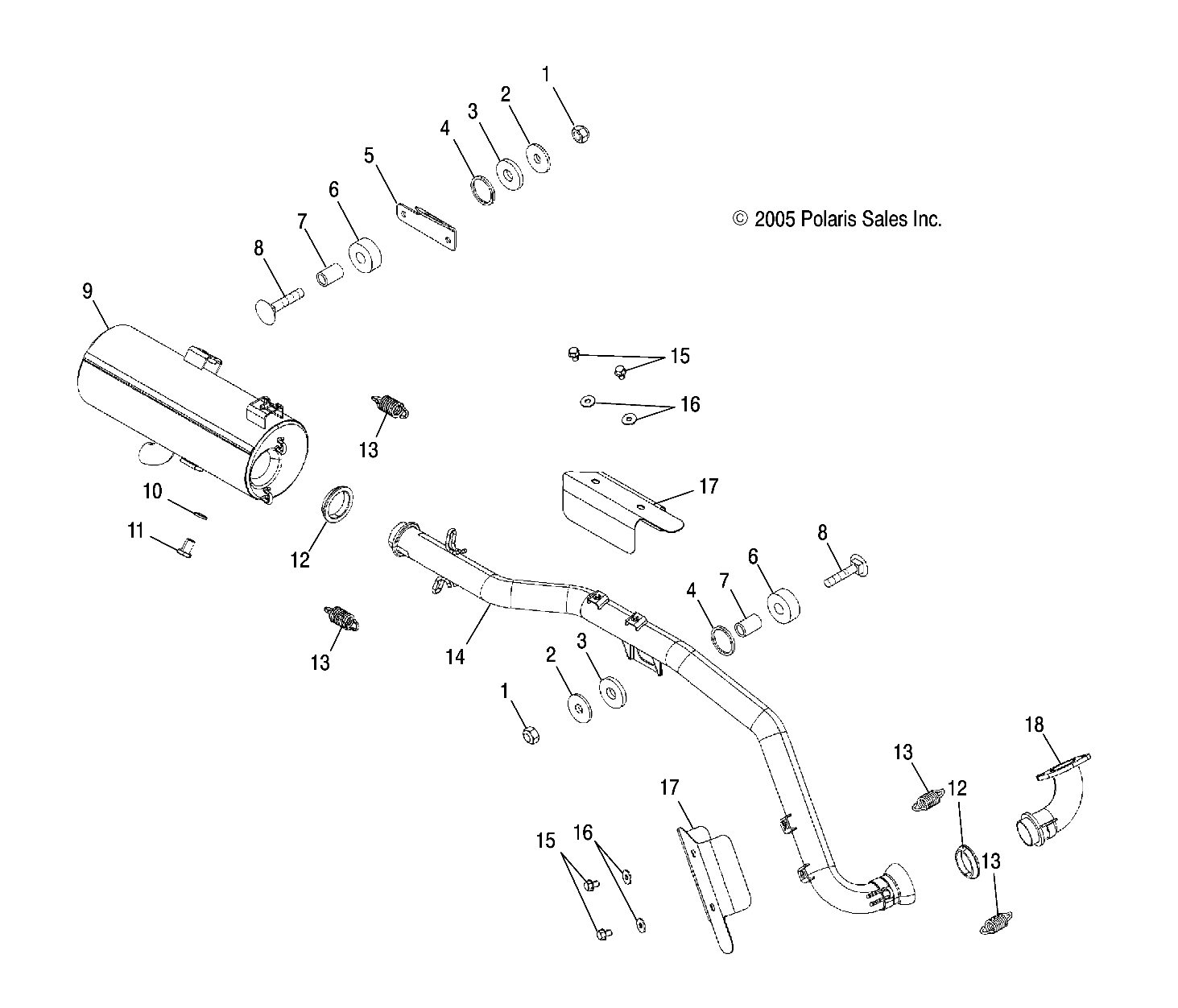 Foto diagrama Polaris que contem a peça 1261043-029