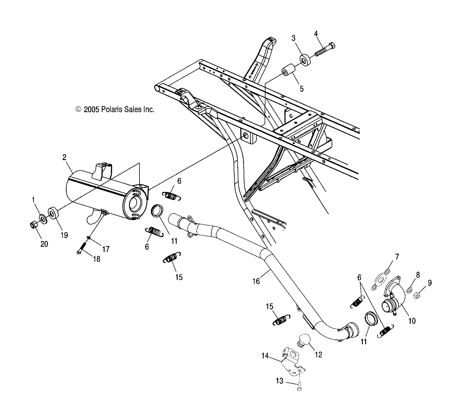 Foto diagrama Polaris que contem a peça 1260960-029