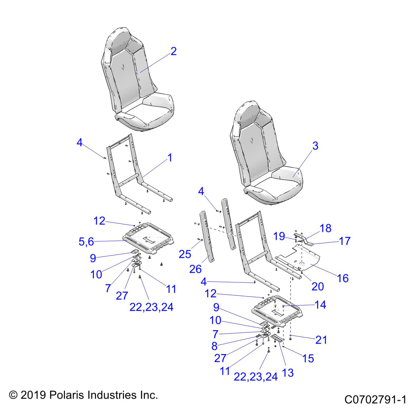 Part Number : 2685704 SEAT SLIDER BASE ASSEMBLY