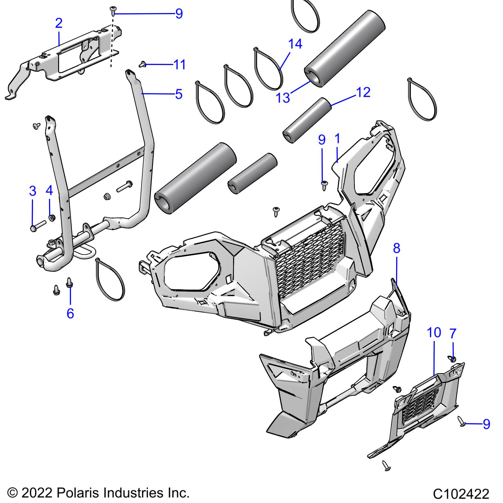 Part Number : 1025069-458 BUMPER WELD  FRONT  MATTE BLAC