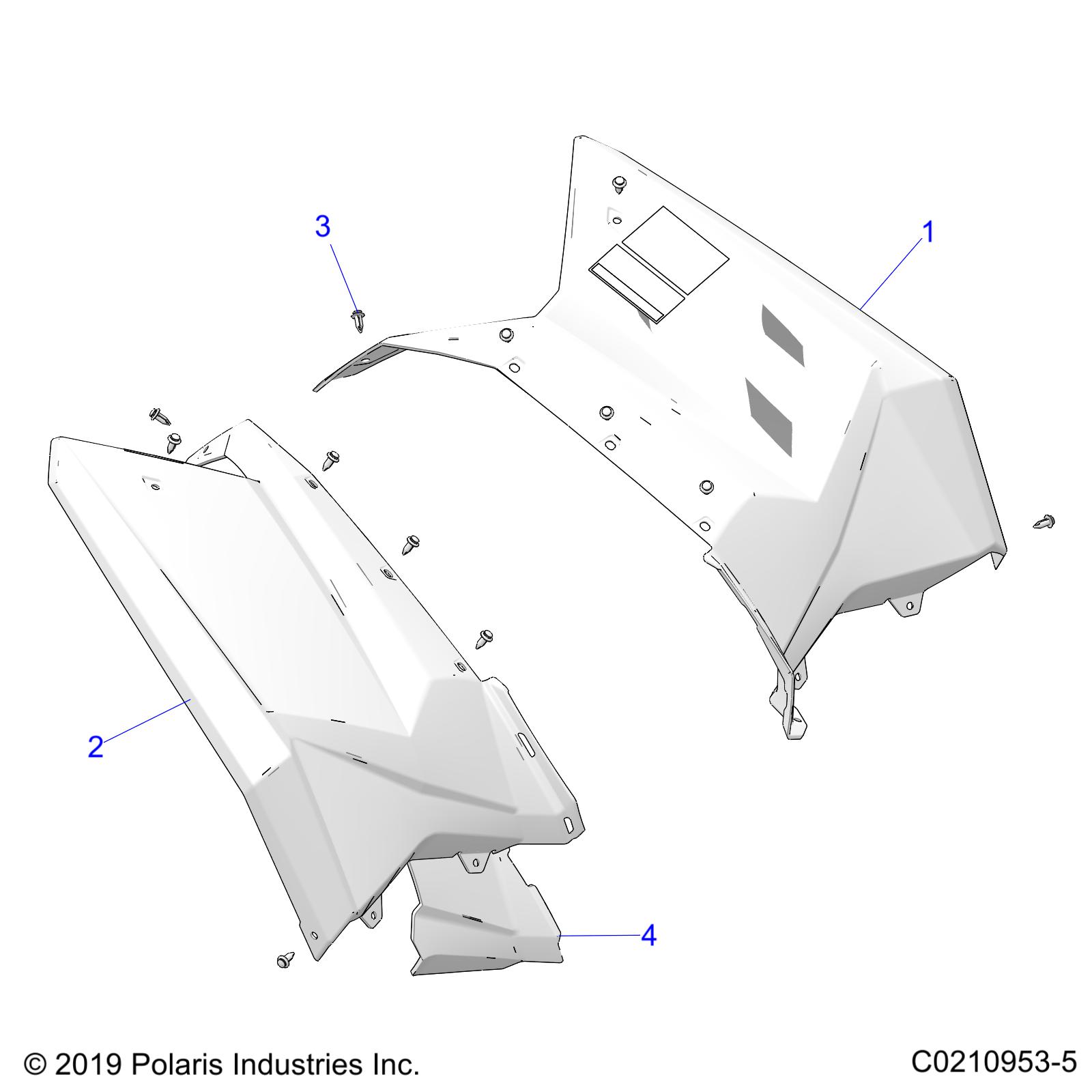 Part Number : 2637547-724 ASM-FENDER RH W/SHIELD RDRBLUE