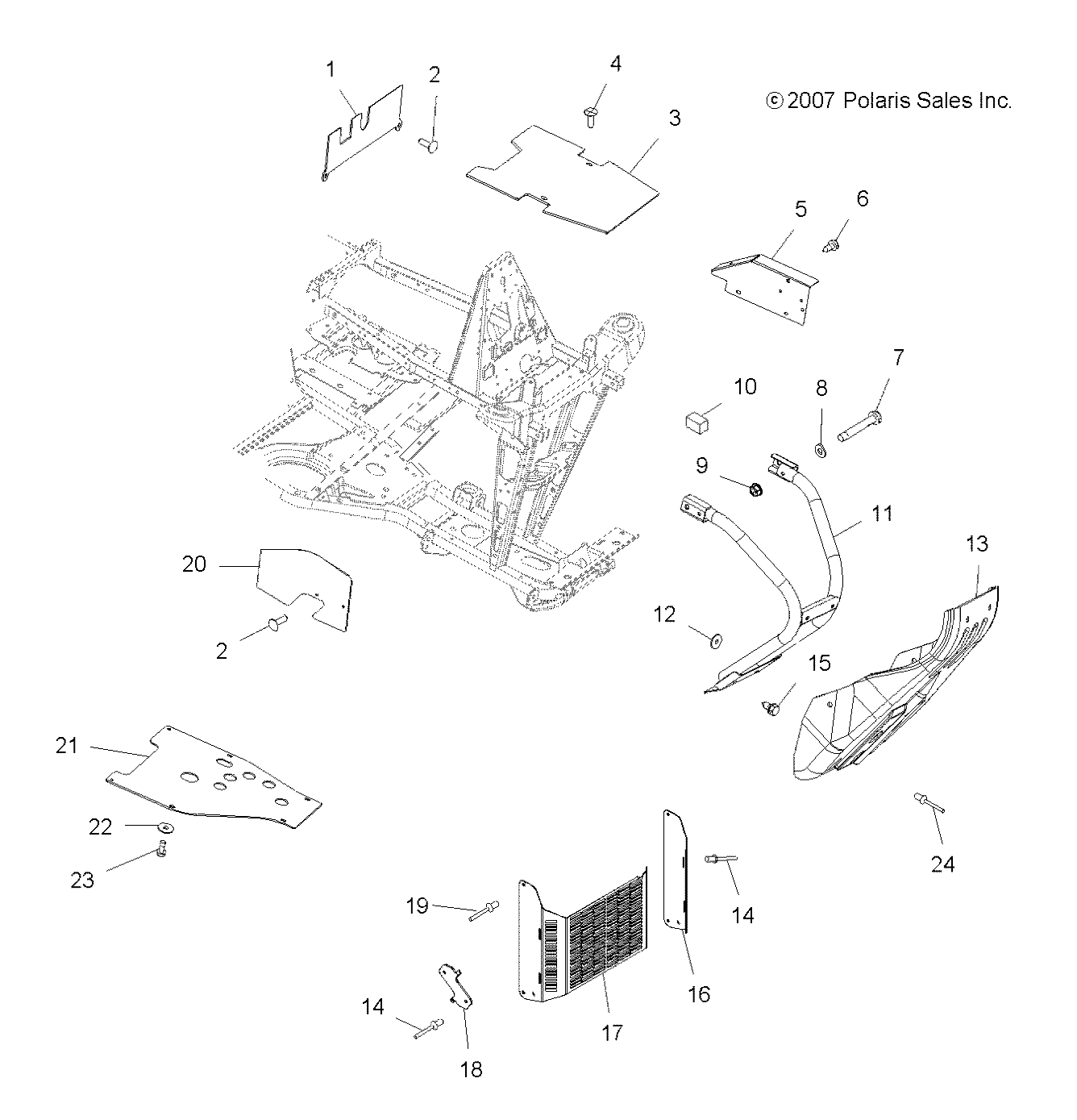 Part Number : 5248298-458 SHIELD-RADIATOR SIDE RH M.BLK