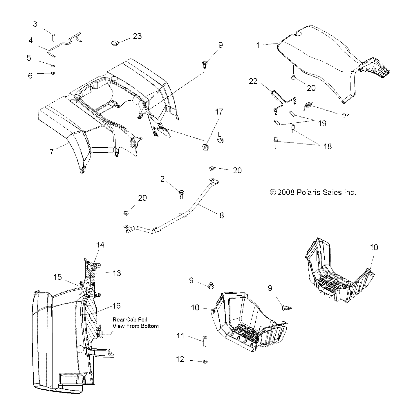 Part Number : 5437839-498 CAB-REAR SPORTSMAN 6X6 S.GRN