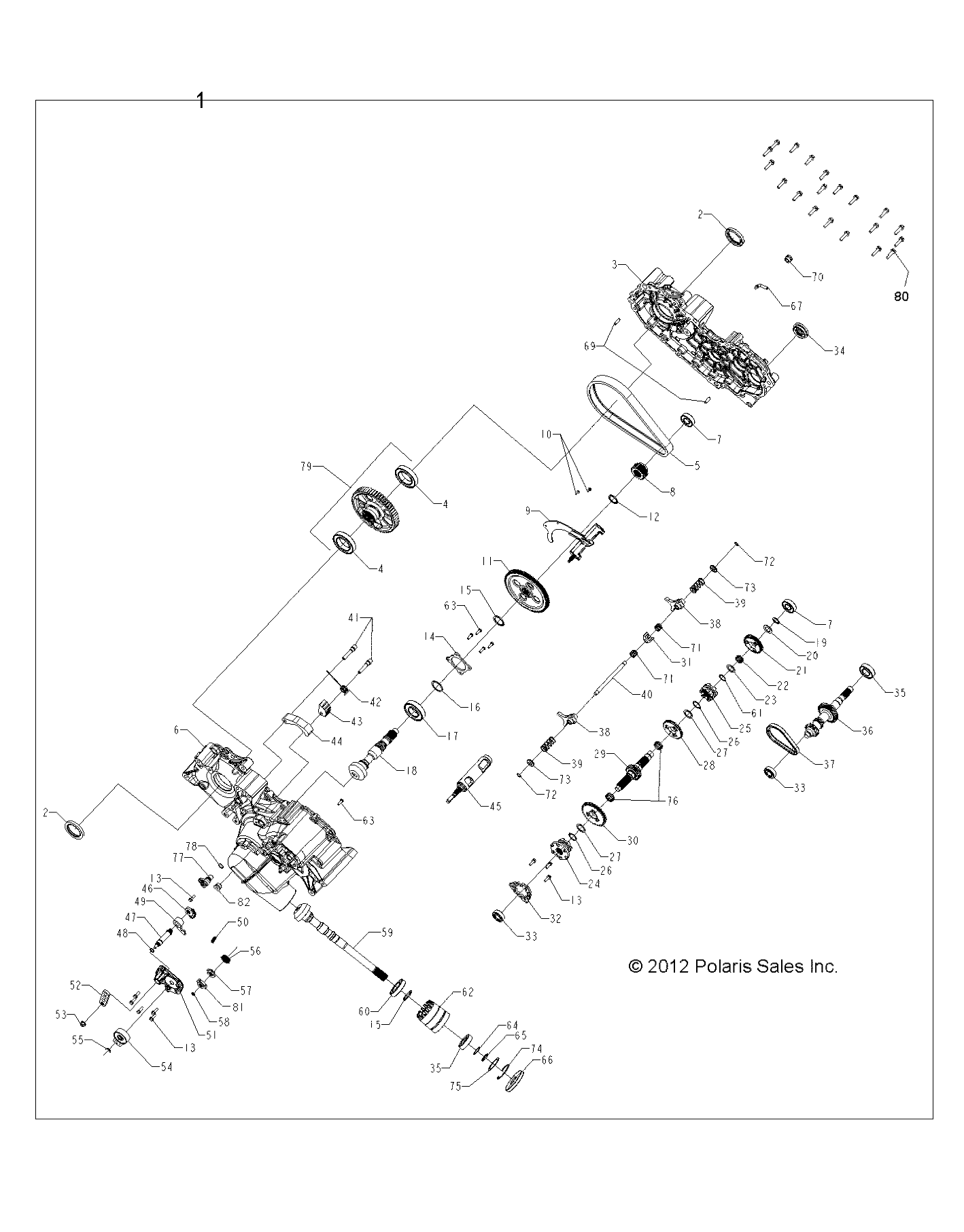 Part Number : 1333079 ASM-GEARCASE NO DIFF SNGL