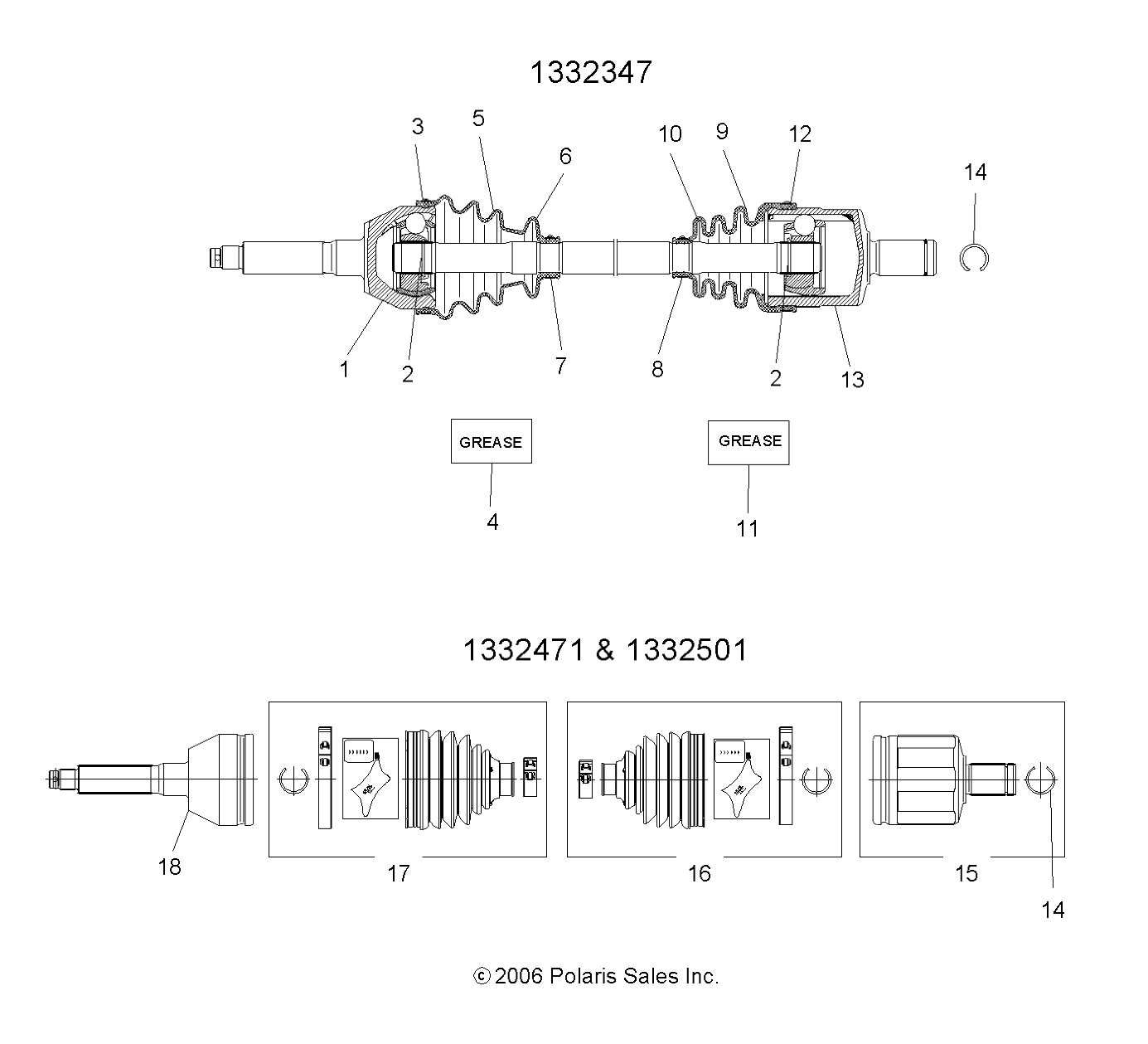 Part Number : 1332501 ASM-SHAFT HALF FRONT