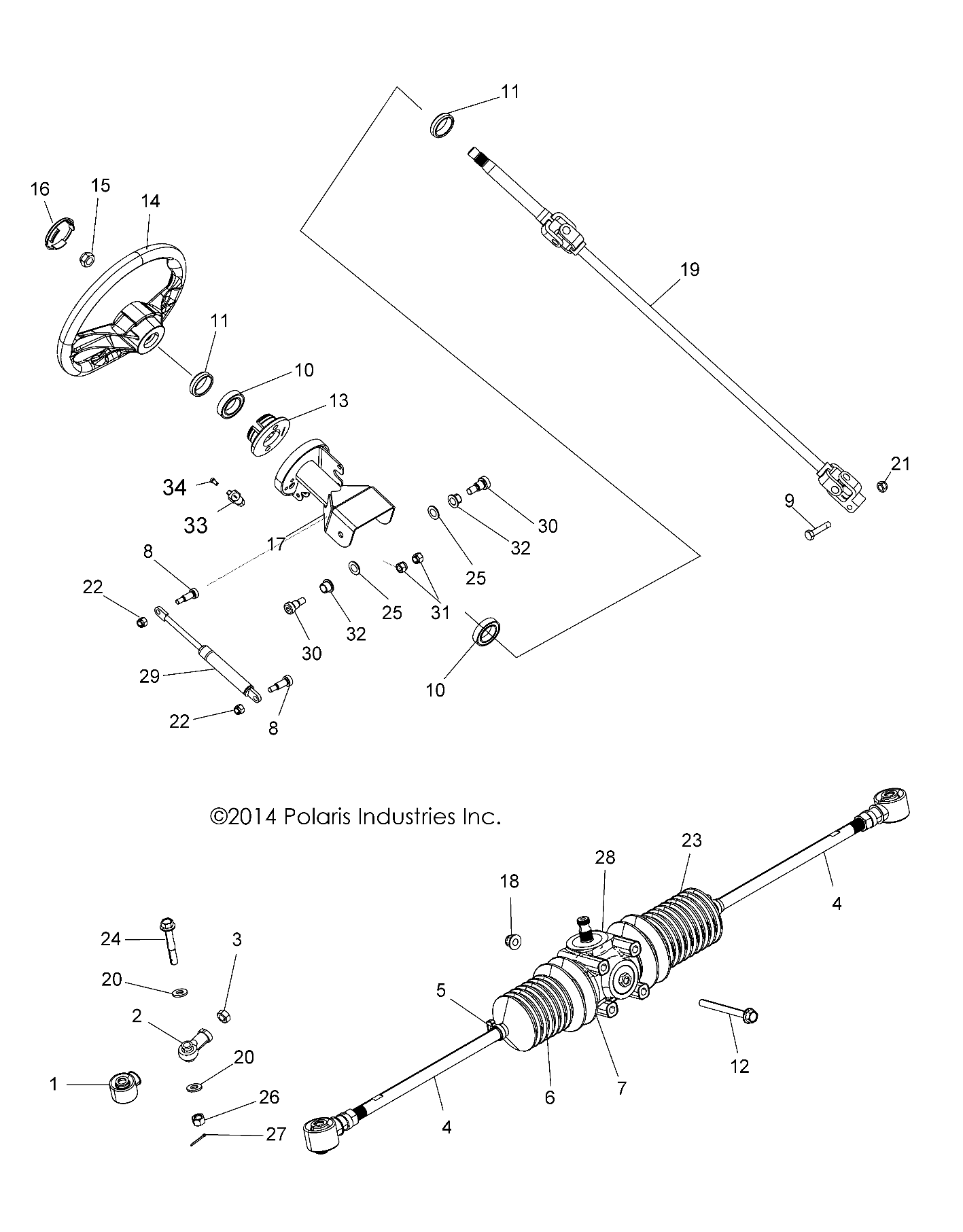 Foto diagrama Polaris que contem a peça 1017327-458