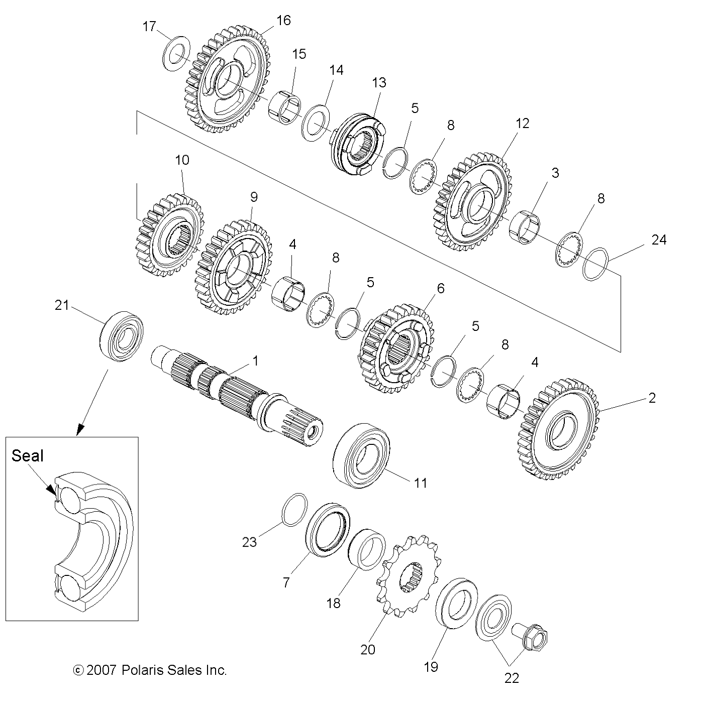 Foto diagrama Polaris que contem a peça 6230380