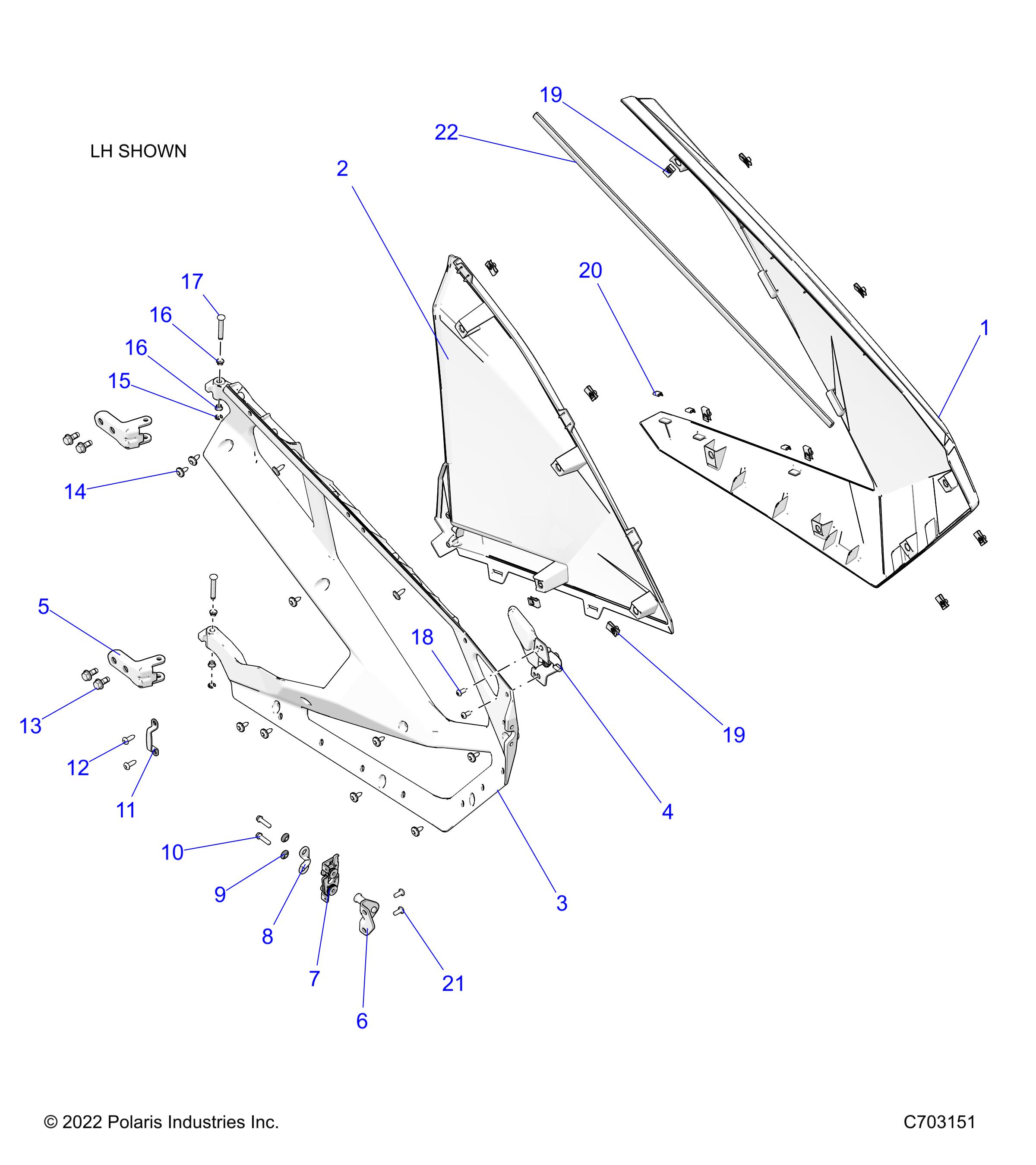 Part Number : 5455214-070 PANEL-DOOR REAR LH BLK