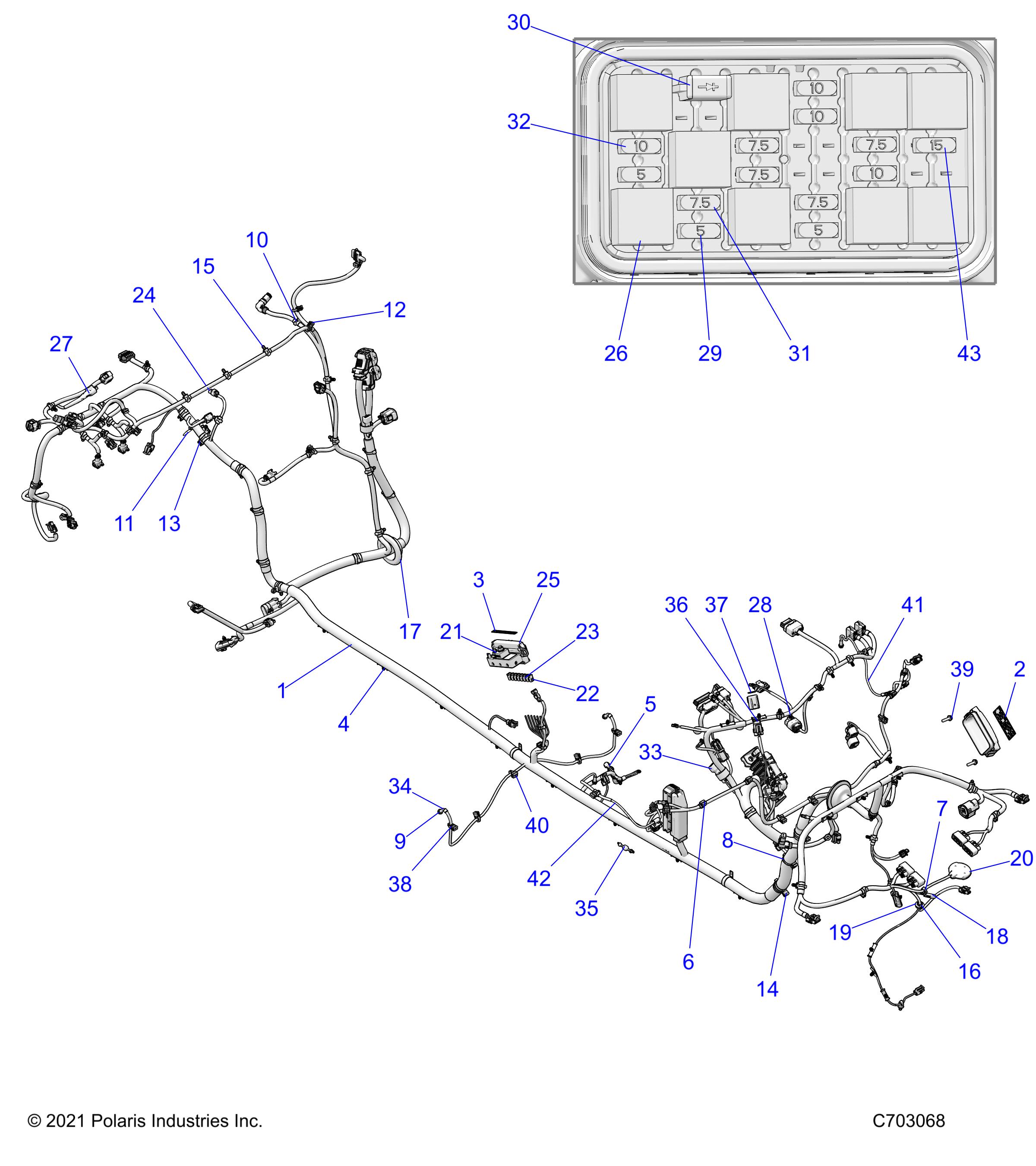 Part Number : 2416291 HARN-CHASSIS RZR T RV MP DX LE