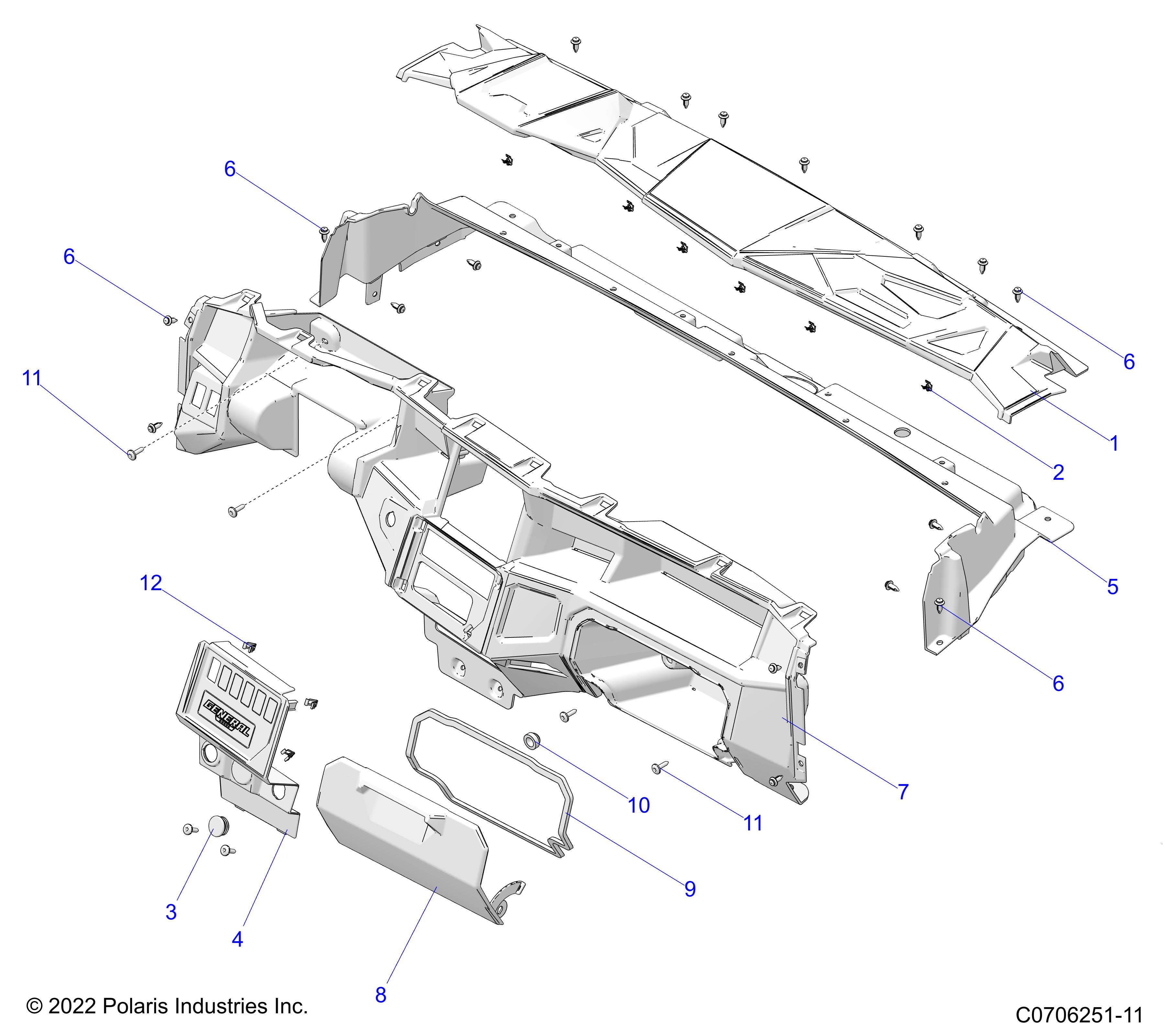 Part Number : 2636179-070 UPPER DASH  GLOSS BLACK