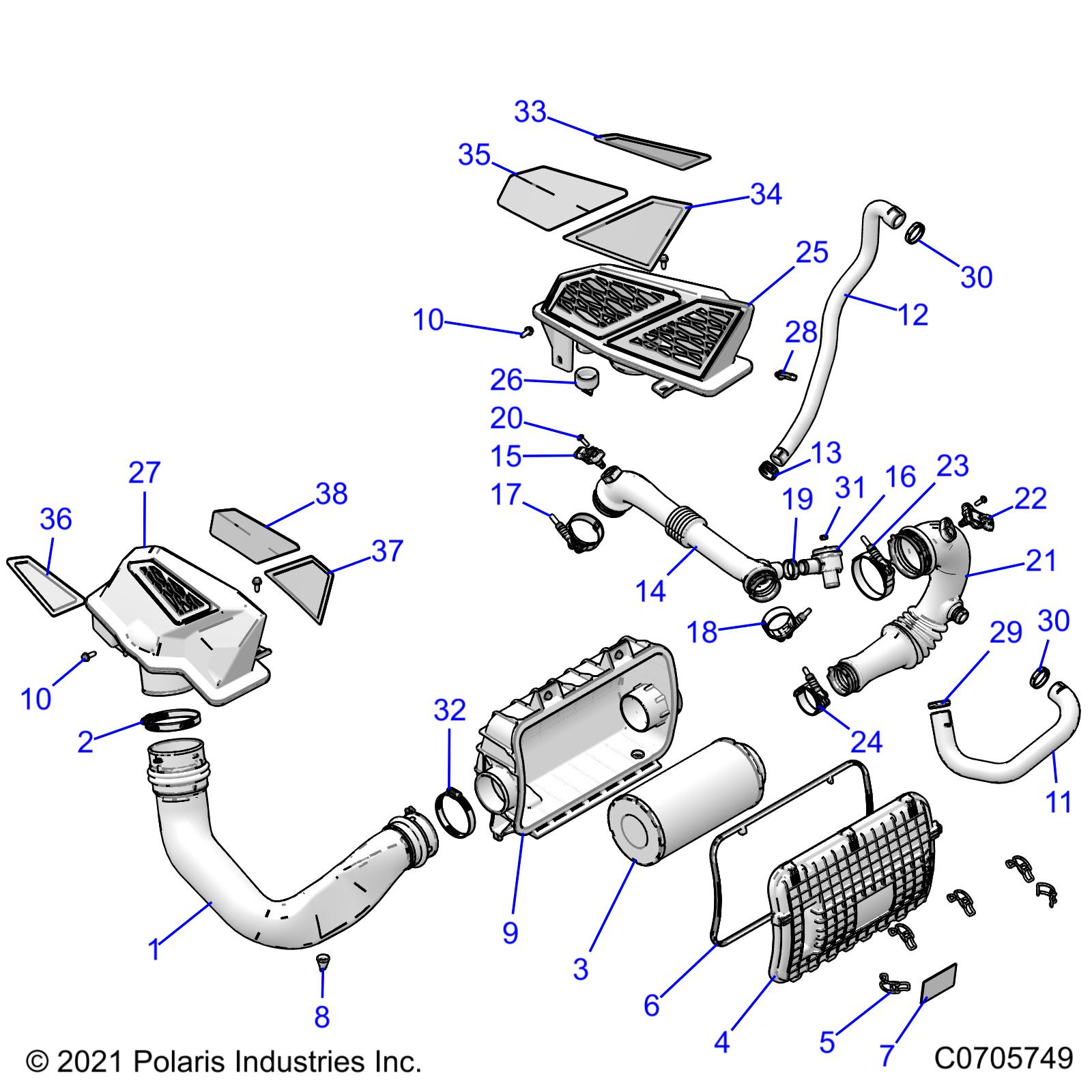 Foto diagrama Polaris que contem a peça 1241308