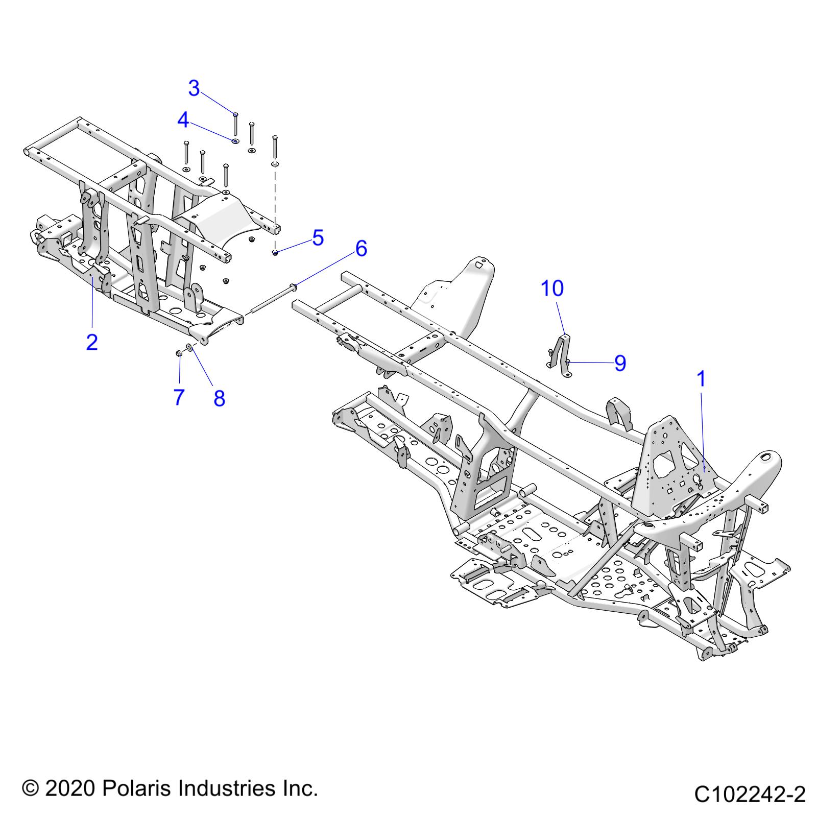 Part Number : 1022359-458 WELD-FRAME REAR 6X6 TRC M.BLK