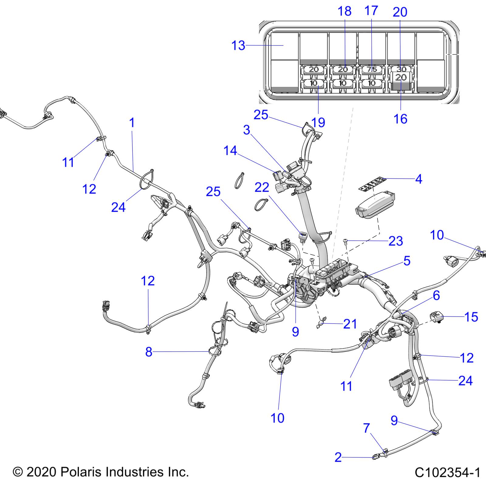 Foto diagrama Polaris que contem a peça 7081824