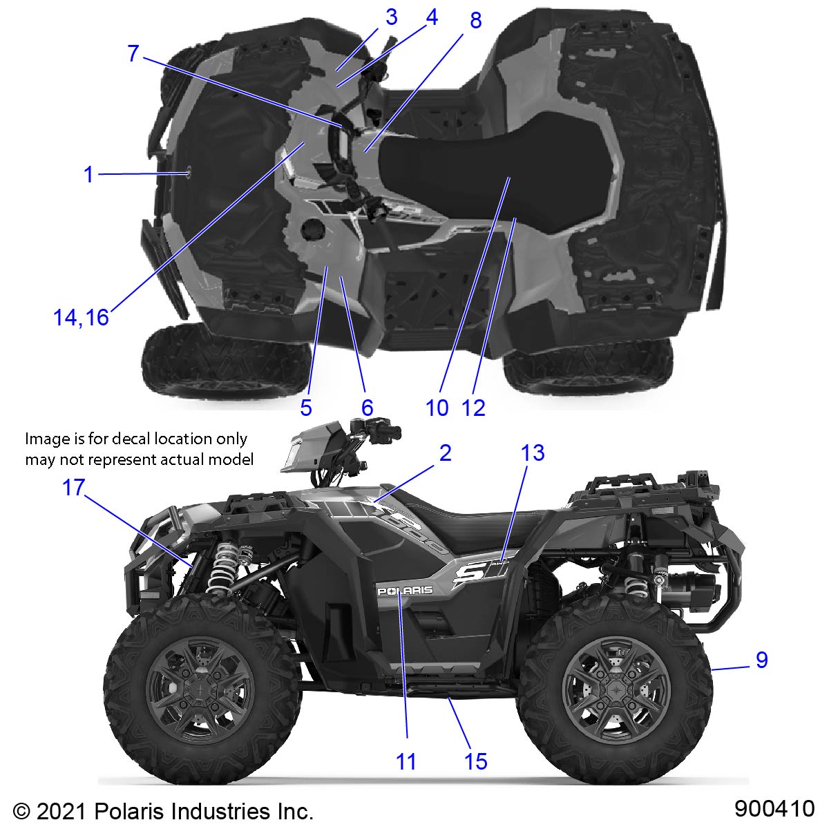 Foto diagrama Polaris que contem a peça 7196754