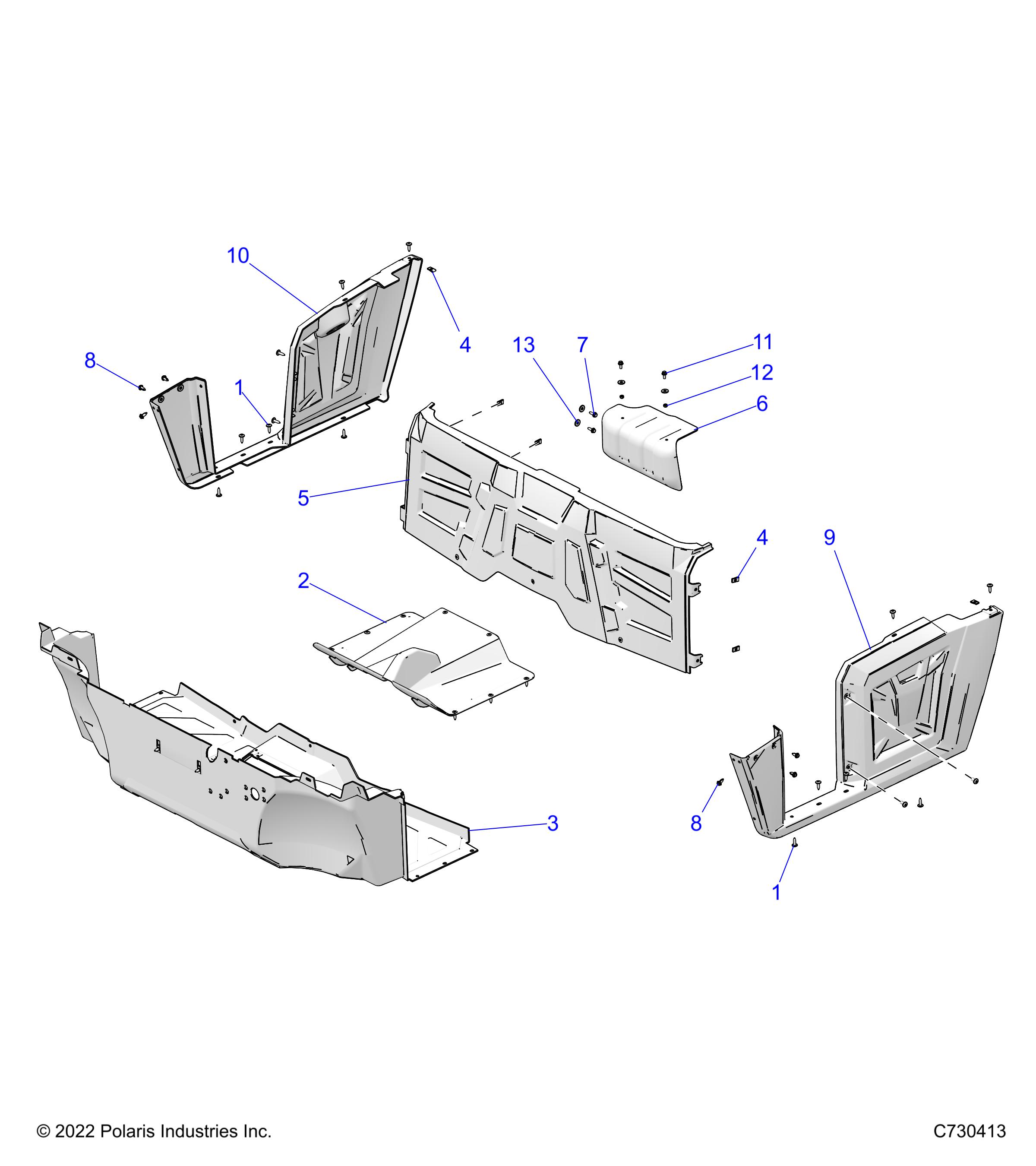 Part Number : 5438797-070 FLOOR-REAR RANGER BLK