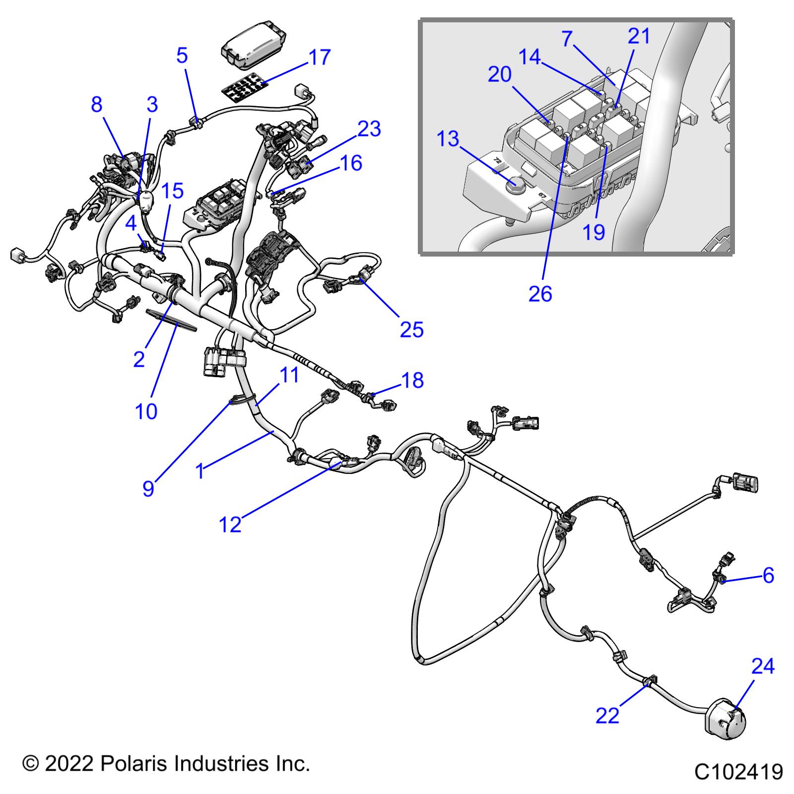 Part Number : 2416588 HARN-MAIN WL SCRM TRC/EU