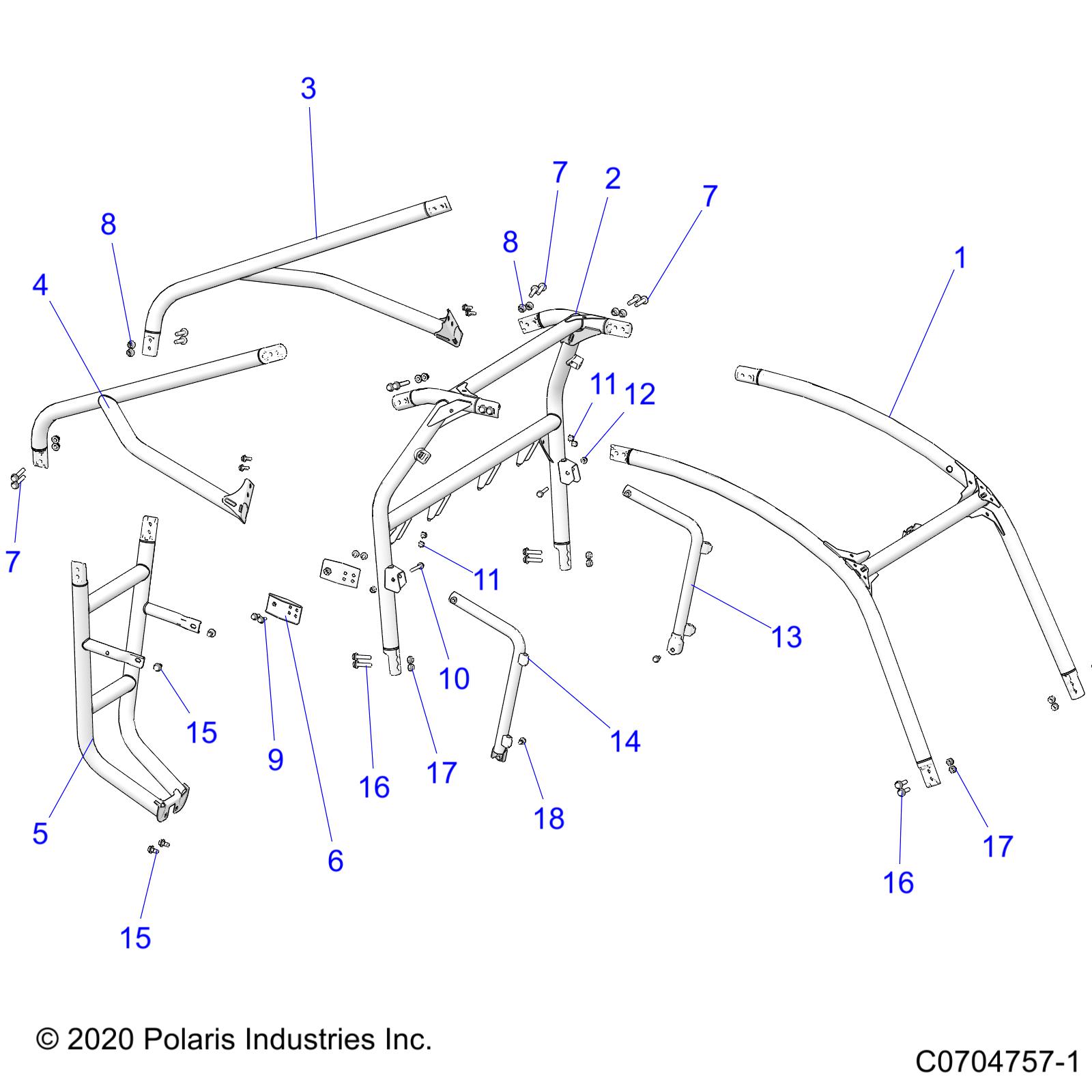 Foto diagrama Polaris que contem a peça 1020238-458