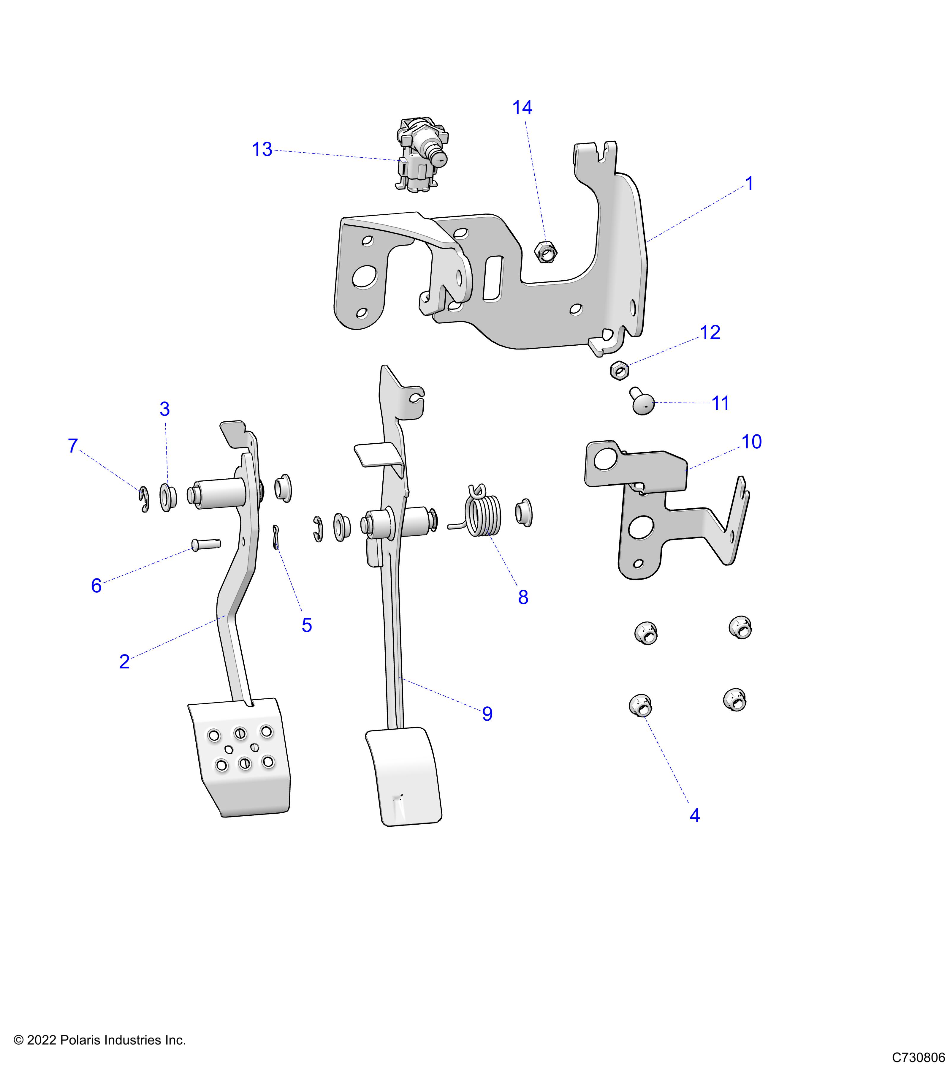 Part Number : 1024173-329 WELD-MOUNT PEDAL BLK