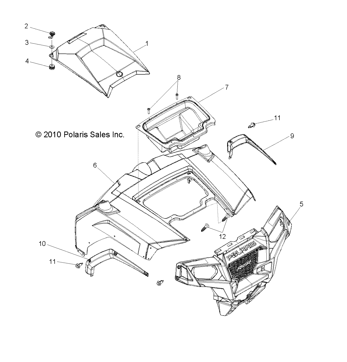Part Number : 5438581-070 CENTER ACCESS HOOD  GLOSS BLAC