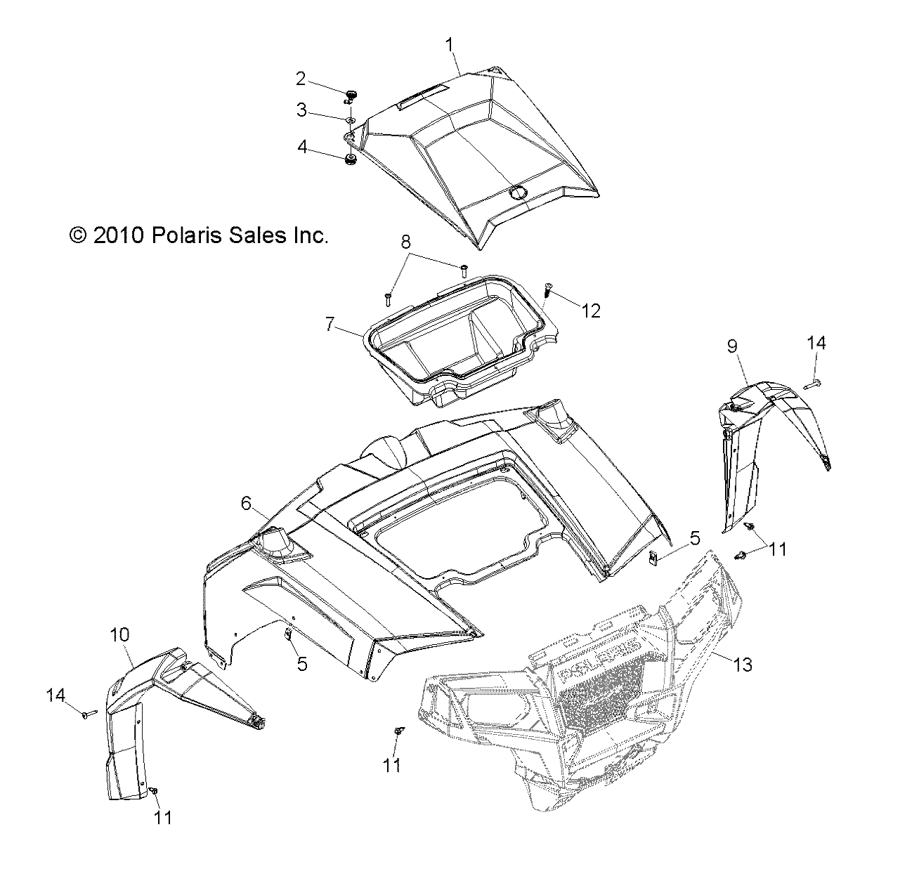 Part Number : 2634090-524 ASM-HOOD RZR 4 PNTD.B.W.B.