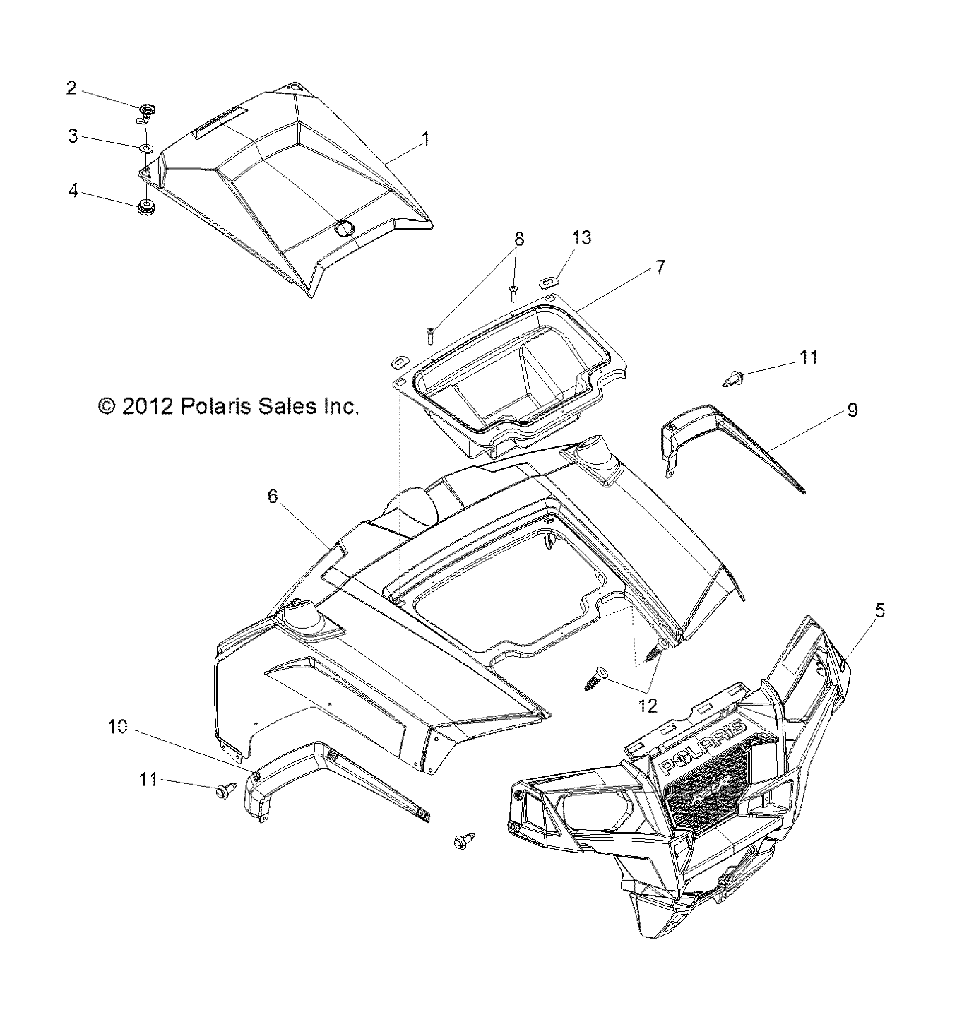 Part Number : 2635160-070 ASM-HOOD RZR 2 OC.PNTD BLACK