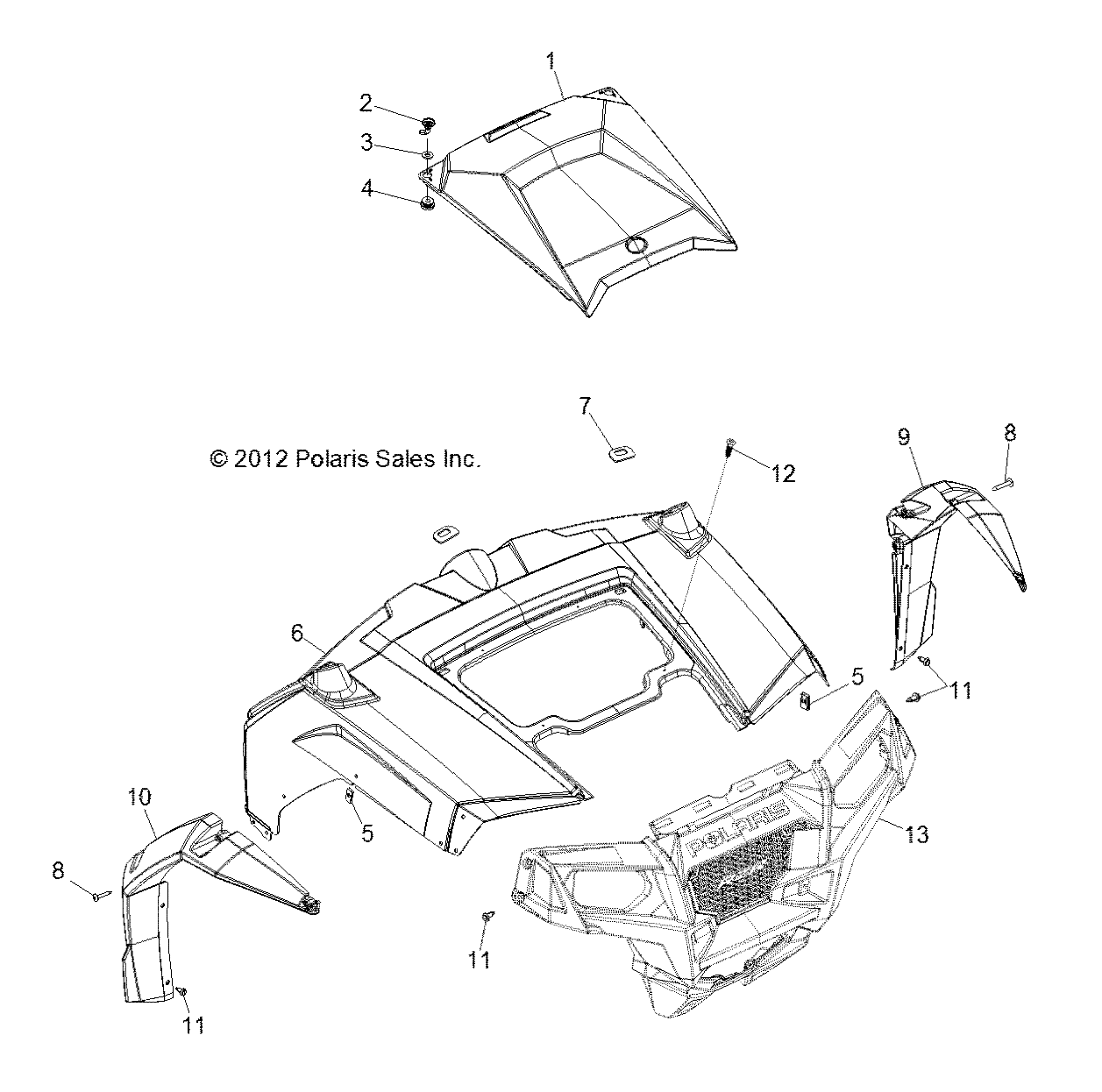 Part Number : 2634090-620 HOOD ASSEMBLY  BLUE FIRE  RZR