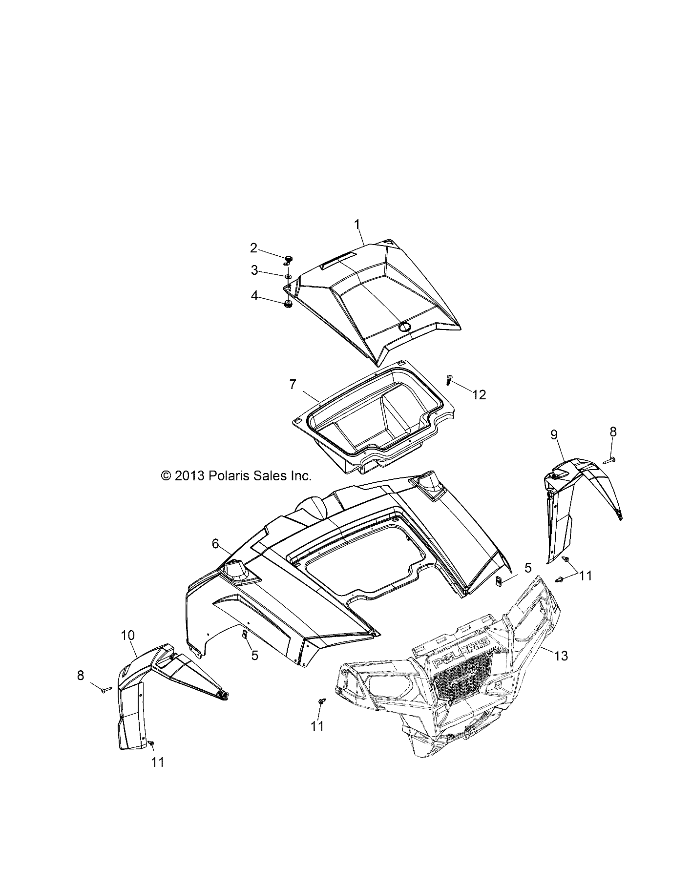 Part Number : 5438581-553 HOOD-CENTER ACCESS PNTD.S.S.GR