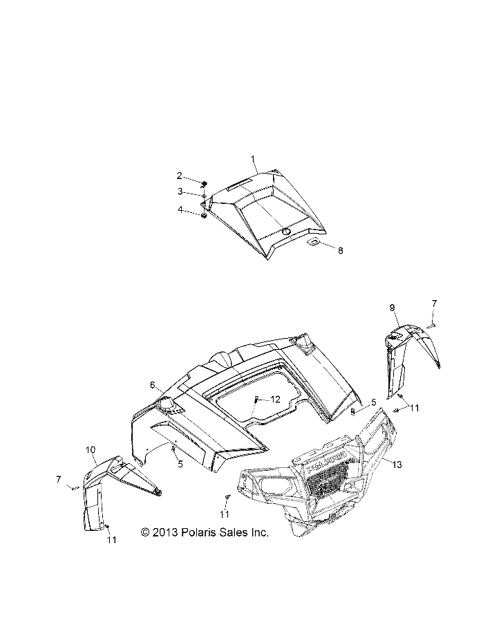 Part Number : 2635160-464 HOOD ASSEMBLY  STEALTH BLACK