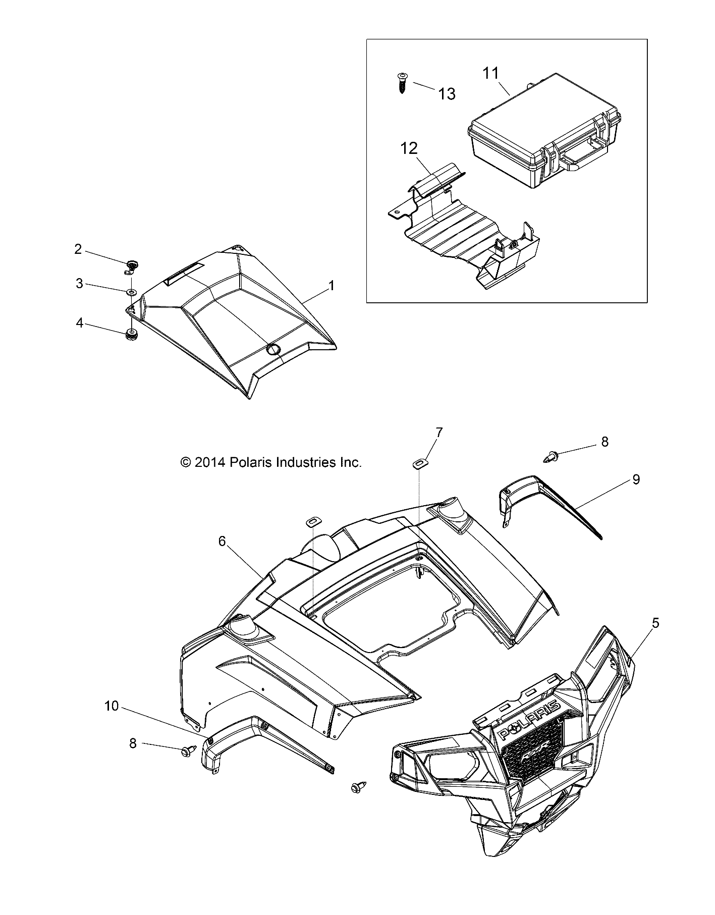 Part Number : 5438581-581 CENTER ACCESS HOOD  MATTE TURB