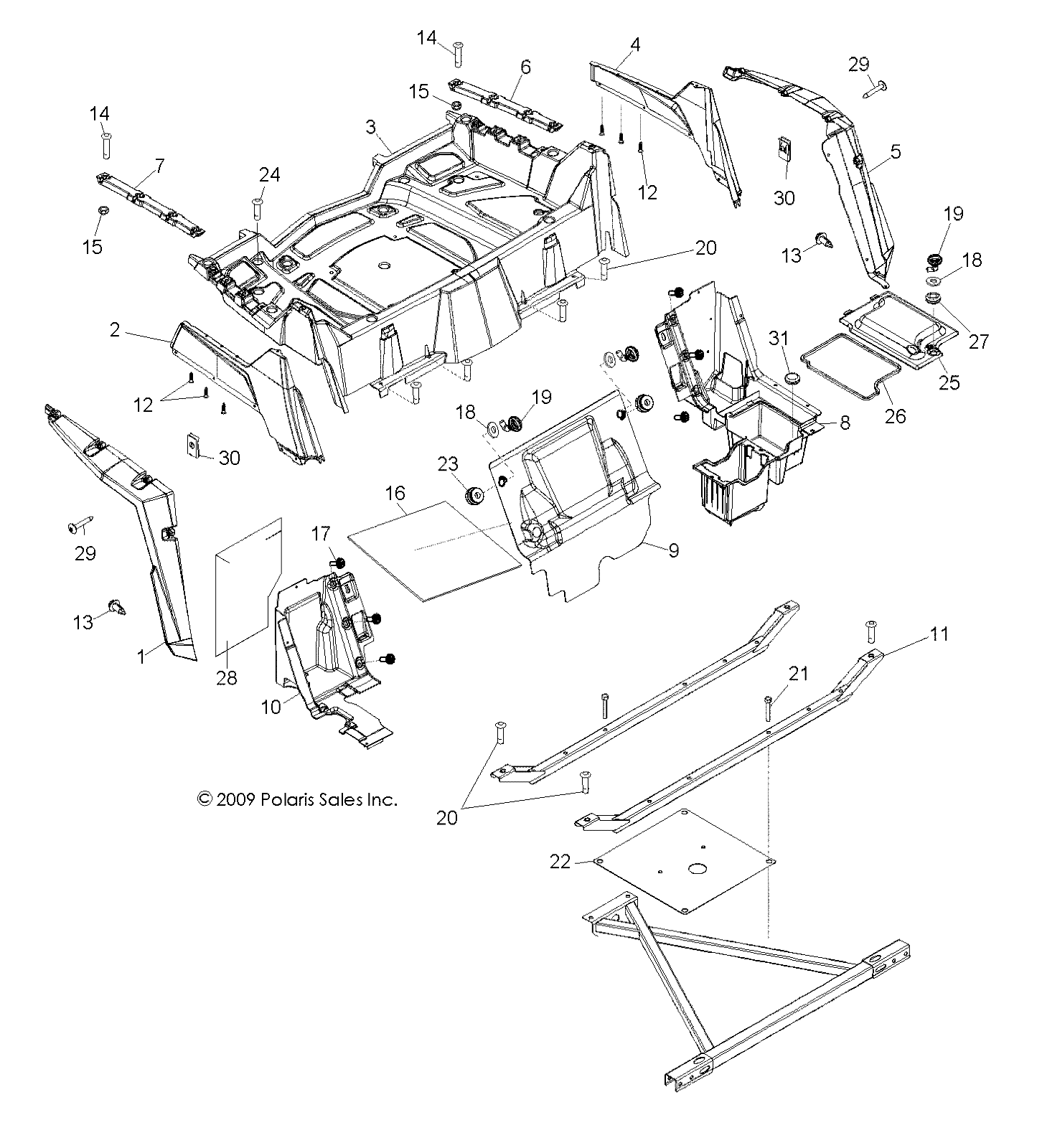 Foto diagrama Polaris que contem a peça 2633389-070