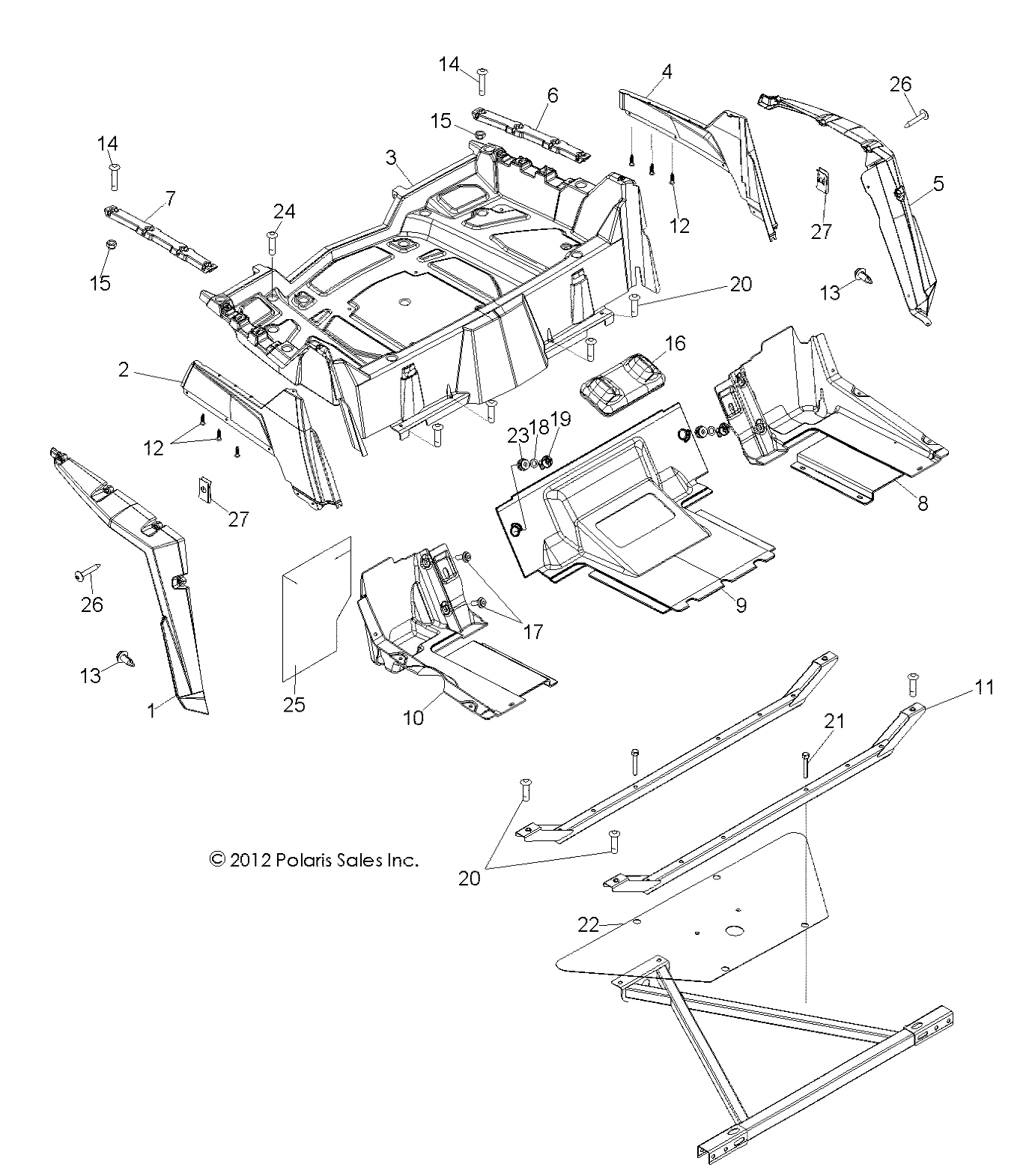 Foto diagrama Polaris que contem a peça 1015565-329