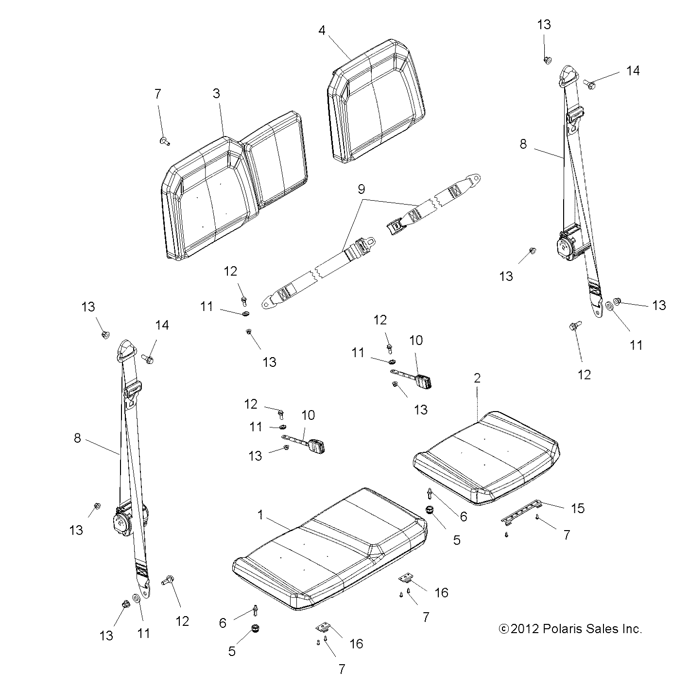 Part Number : 2684968-070 SEAT ASSEMBLY  BACK