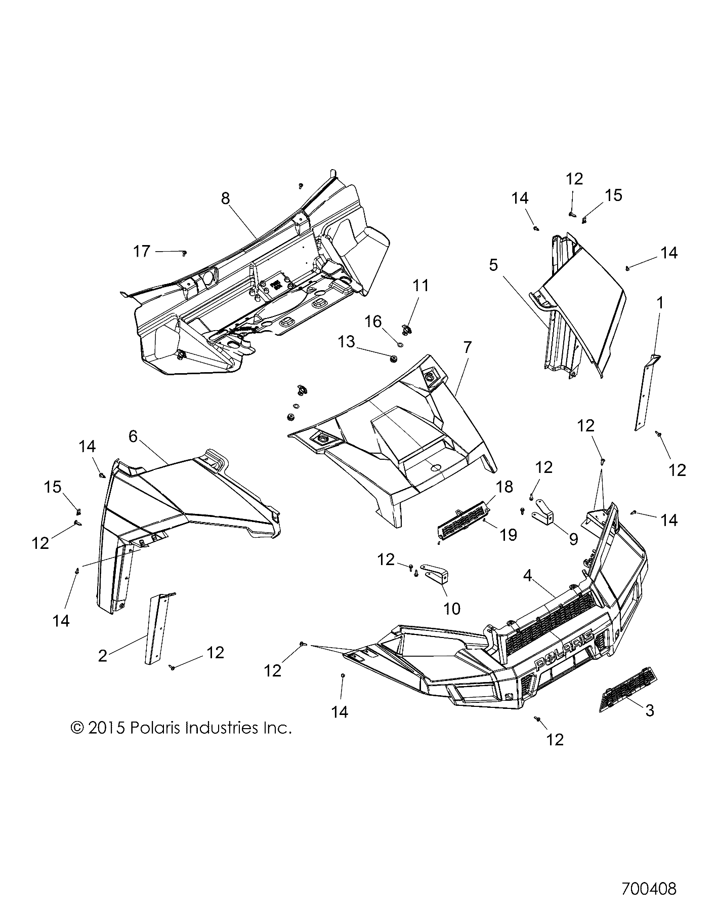 Part Number : 5452382-587 CENTER ACESS HOOD  POLARIS PUR