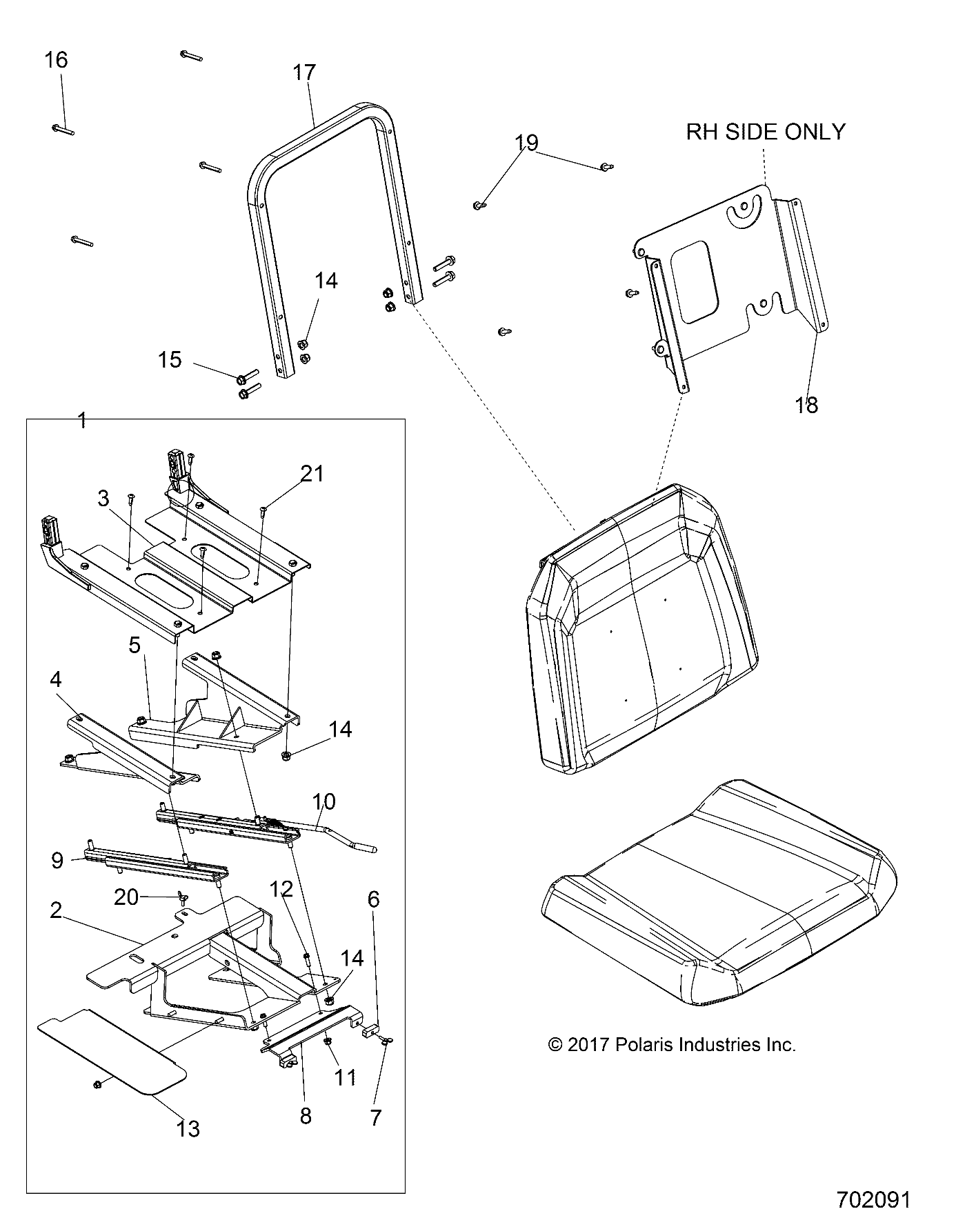 Foto diagrama Polaris que contem a peça 1023052-329