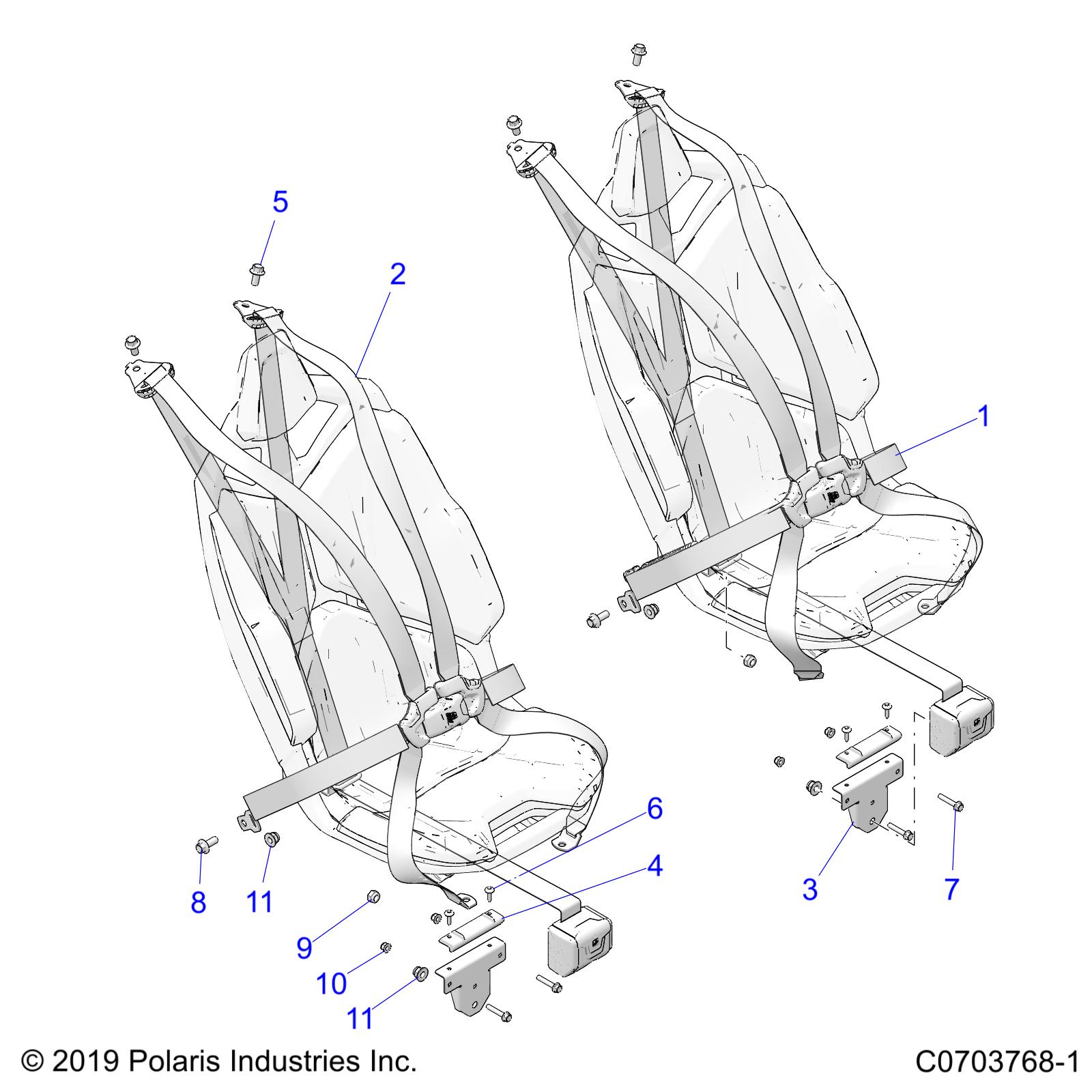 Part Number : 2637652 MULTI-POINT SEAT BELT ASSEMBLY