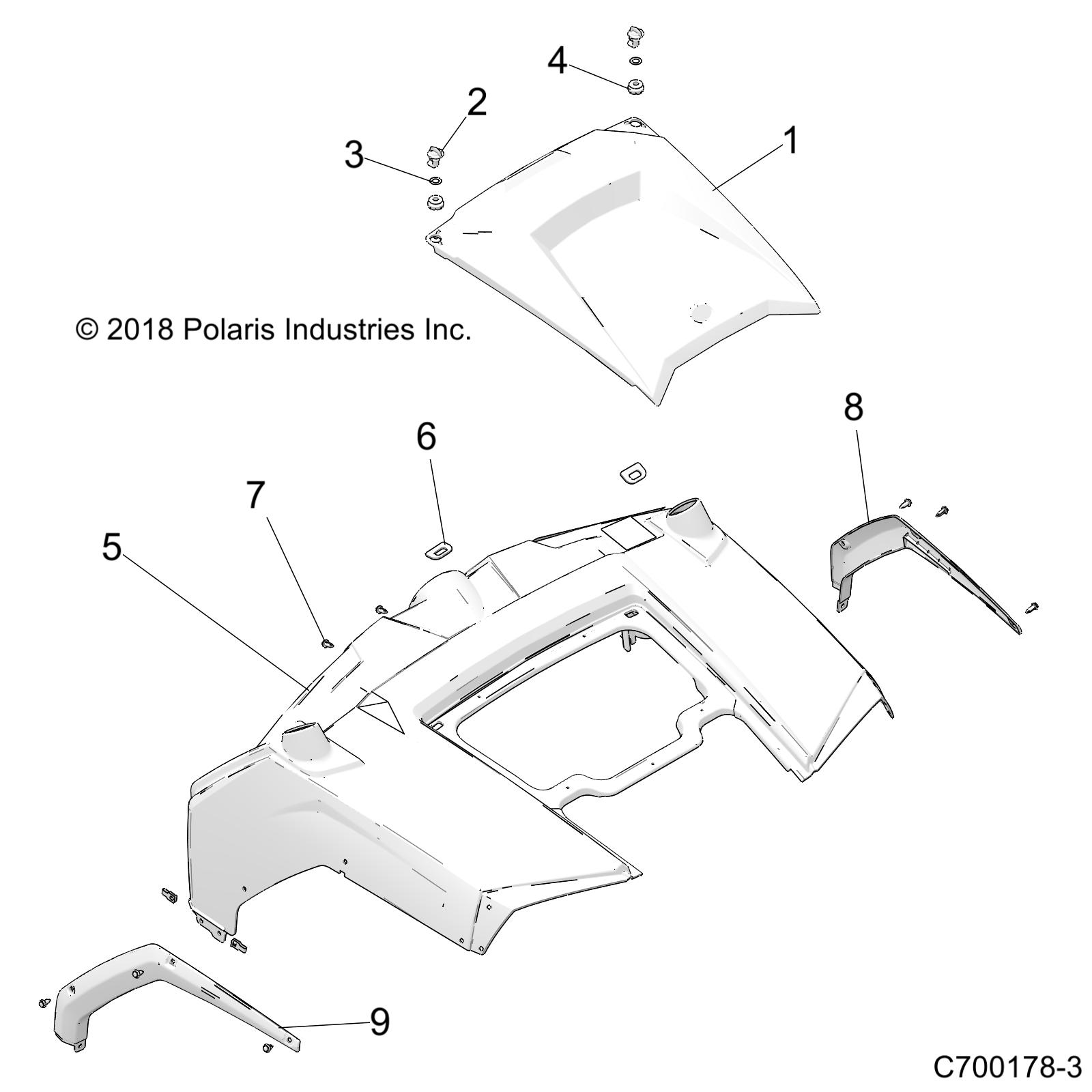 Part Number : 5438581-266 HOOD-CTR ACCESS PNTD CR.BLK